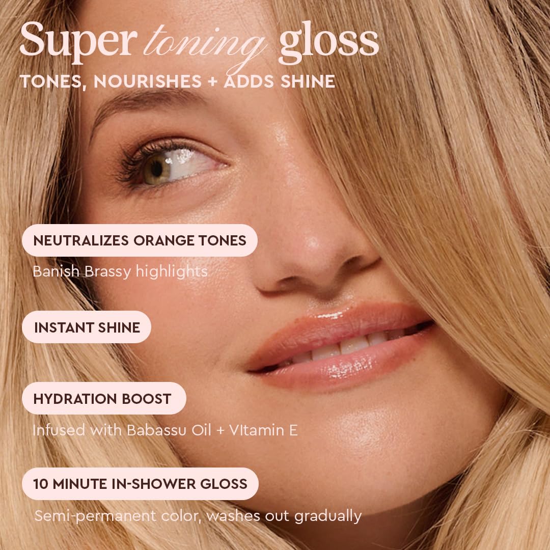 Glaze Supergloss Color Conditioning Gloss – Hydrating Semi-Permanent Color Hair Gloss & Shine Boost – Color Depositing Mask - Vegan, Cruelty-Free – 6.4 Fl Oz - Vanilla Lights - Cool Blue Toner