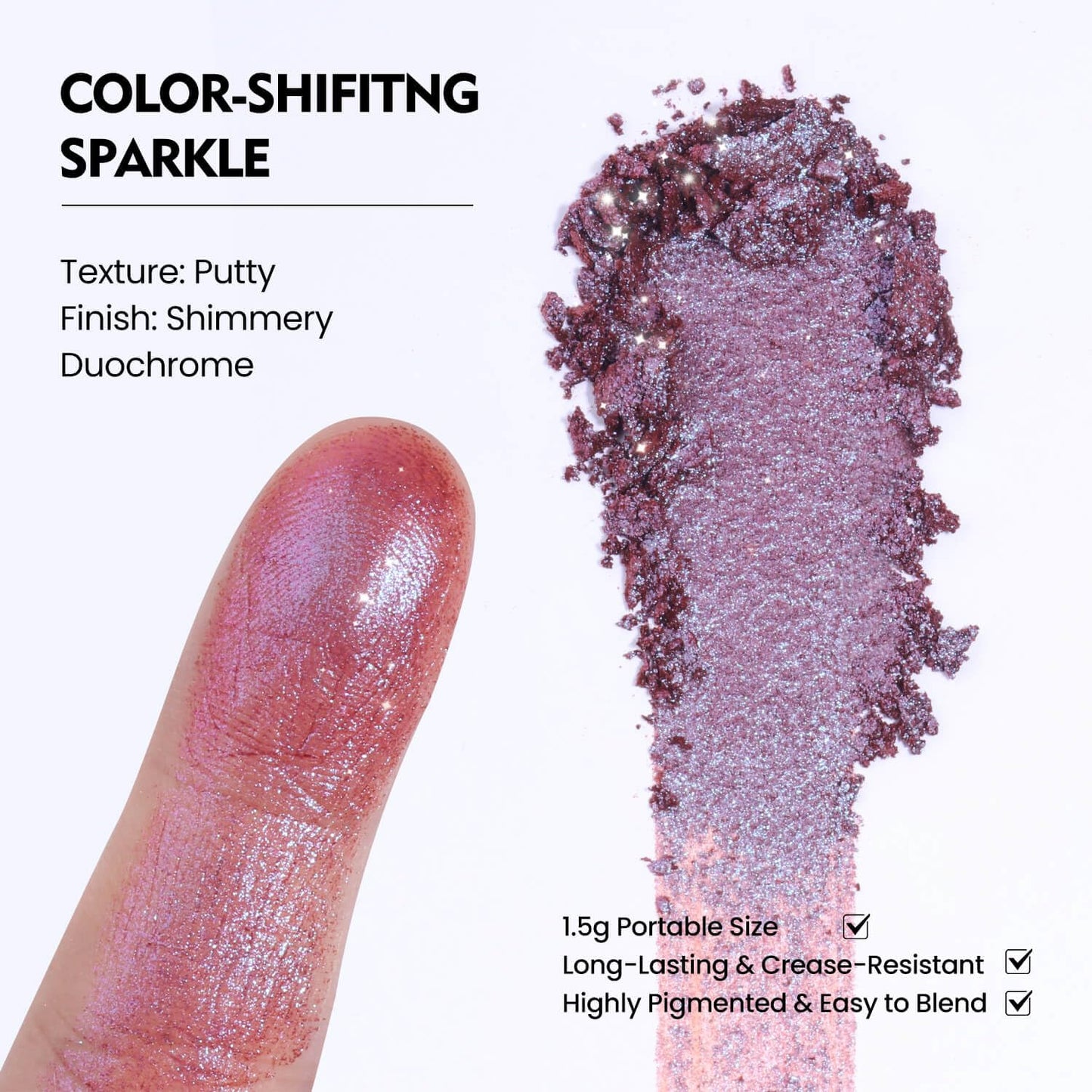 Chameleon Chrome Eyeshadow - Duochrome Lavender & Blue Reflects | Iridescent Metallic Shimmer, Bouncy Texture