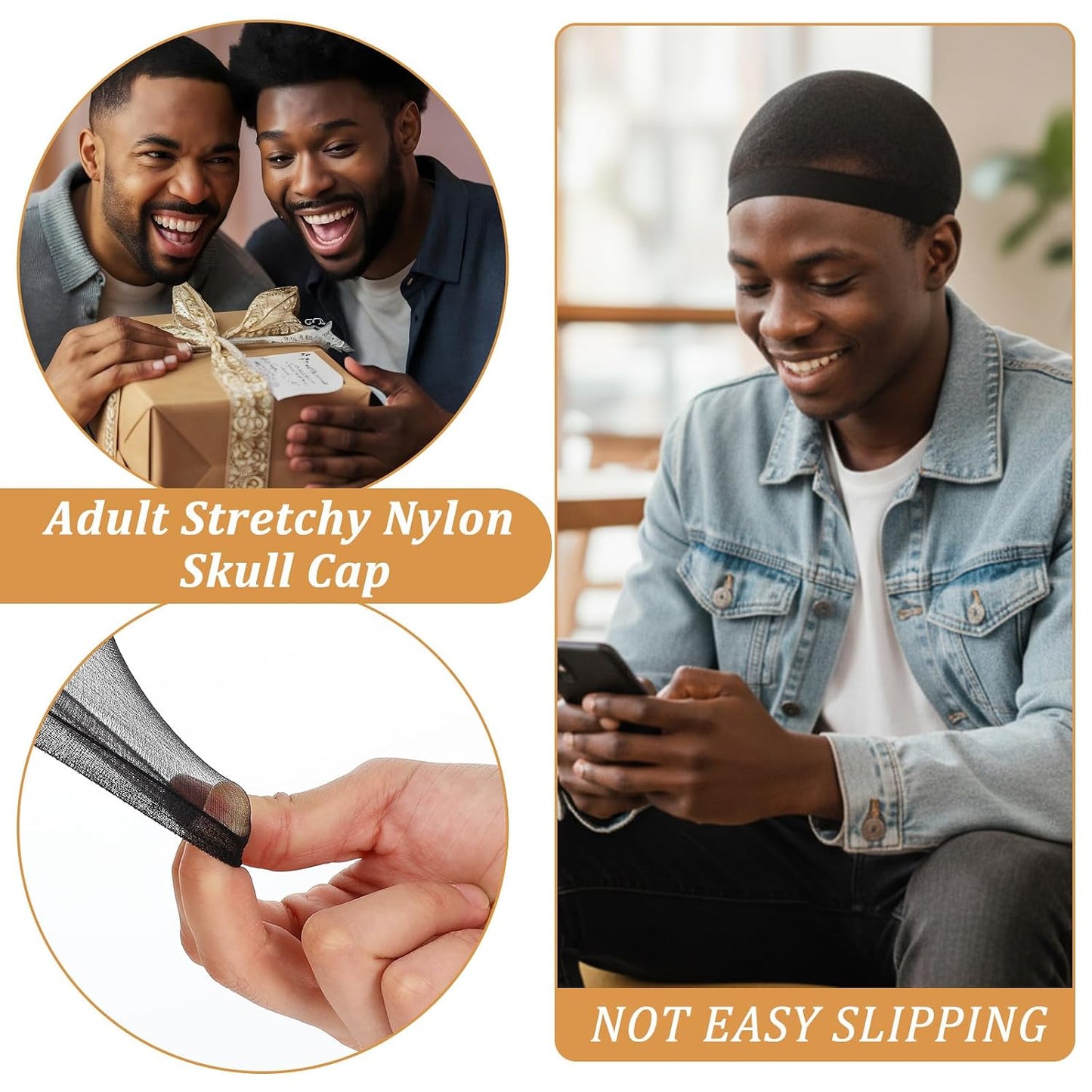 10Pcs Stocking Wave Cap for Men - Elastic Stretchy Hair Net | Breathable Black Wig Caps