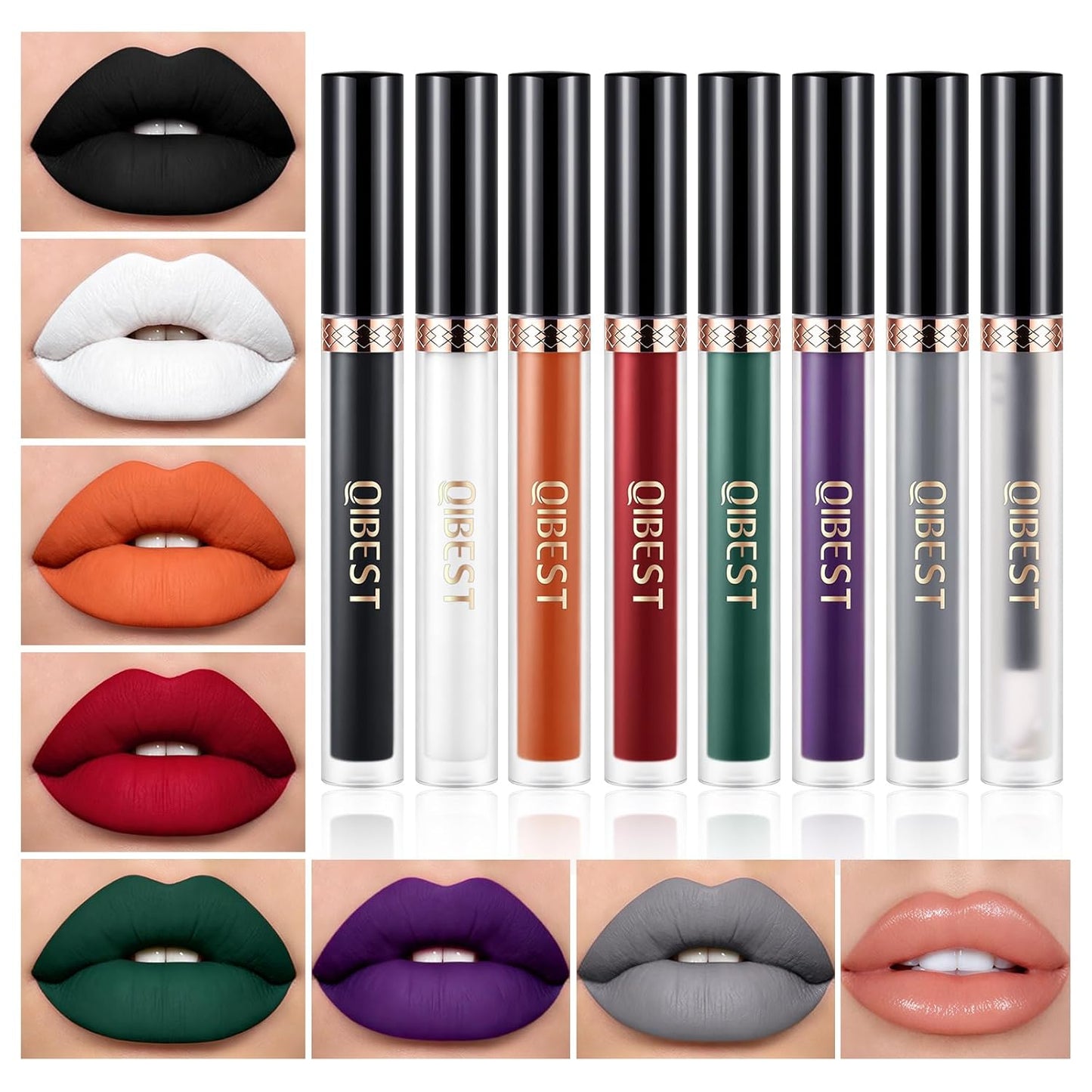 Matte Liquid Lipstick Set - 7 Pigmented Long-Lasting Shades + Lip Plumper | Velvet Waterproof Makeup Gift for Women