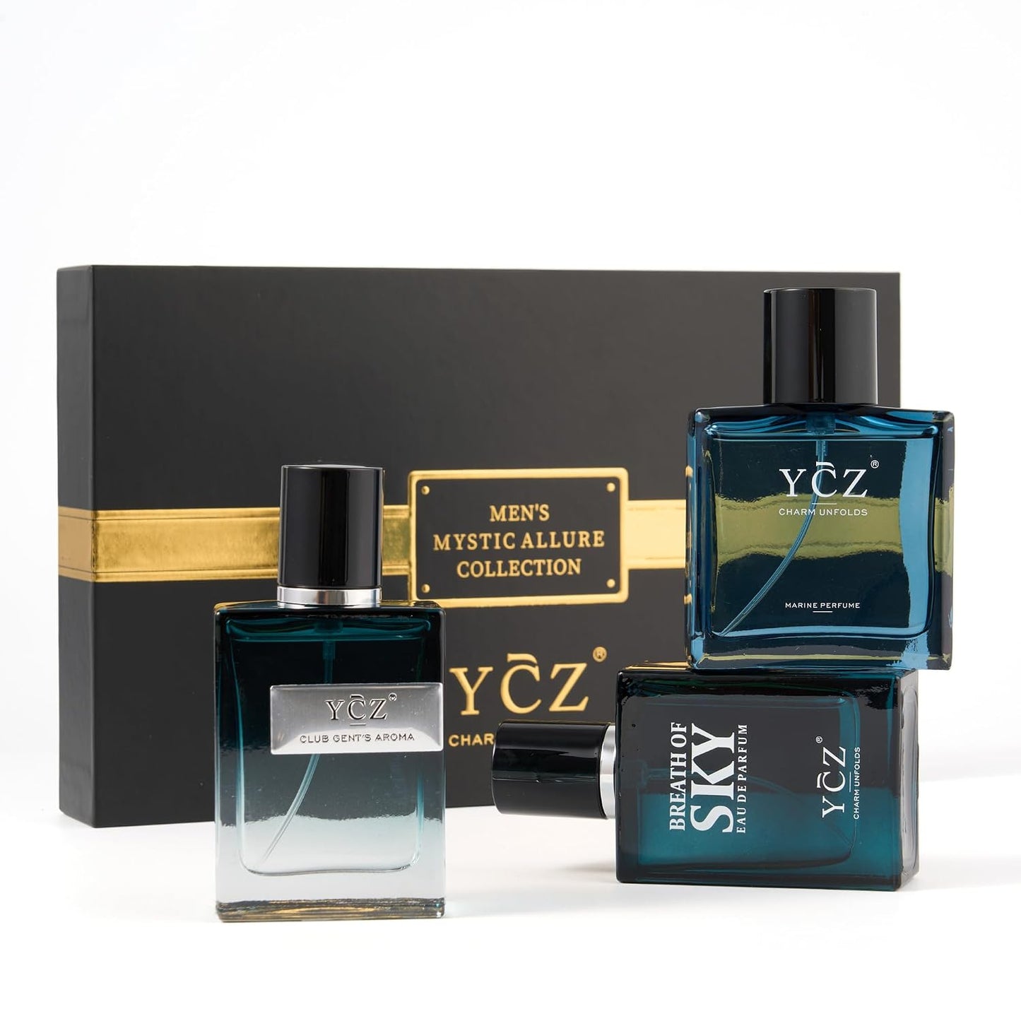 Ycz Cologne for Men - 3-Piece Gift Set with Ocean, Sky & Club Fragrances | 50ml Each, Woody Fresh Citrus Scent