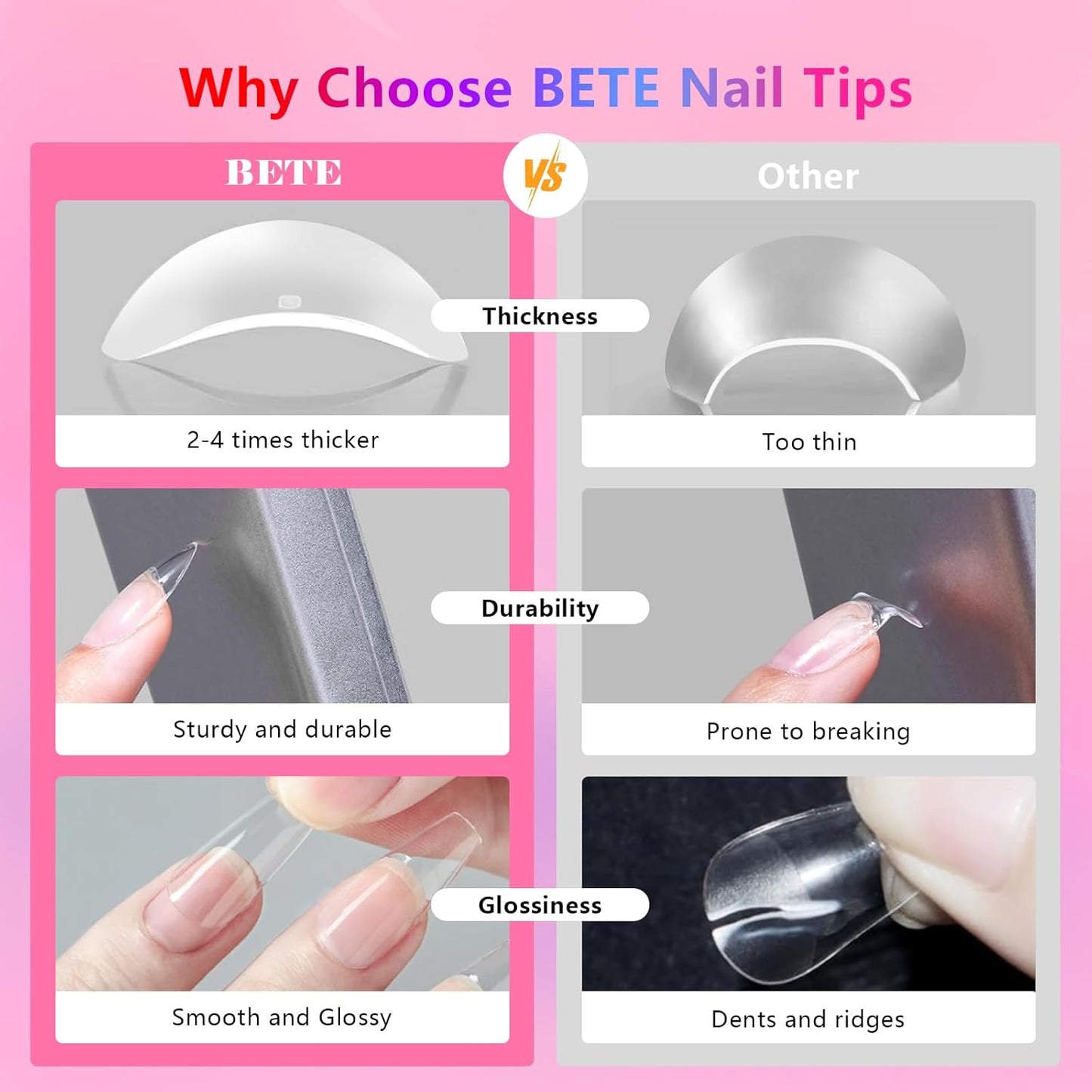 Medium Almond Clear Acrylic Nail Tips - 224 Pcs in 16 Sizes | Pre-Shaped Strong Press-On Nails for DIY Manicure