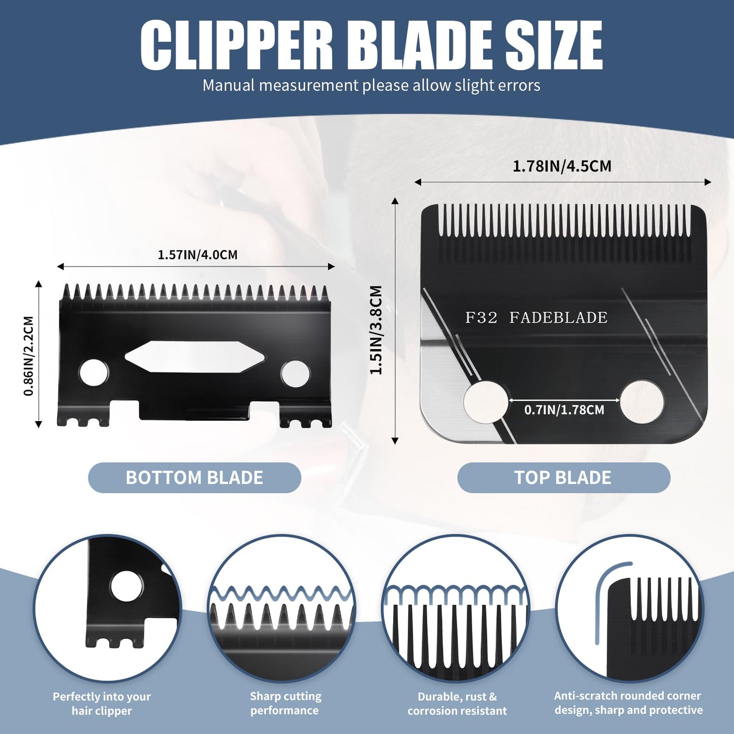 F32 Professional Fadeout Blade, High Precision Zero Adjustable Replacement Blades,Compatible with Wahl 5 Star Vapor Clipper (1 Pack)