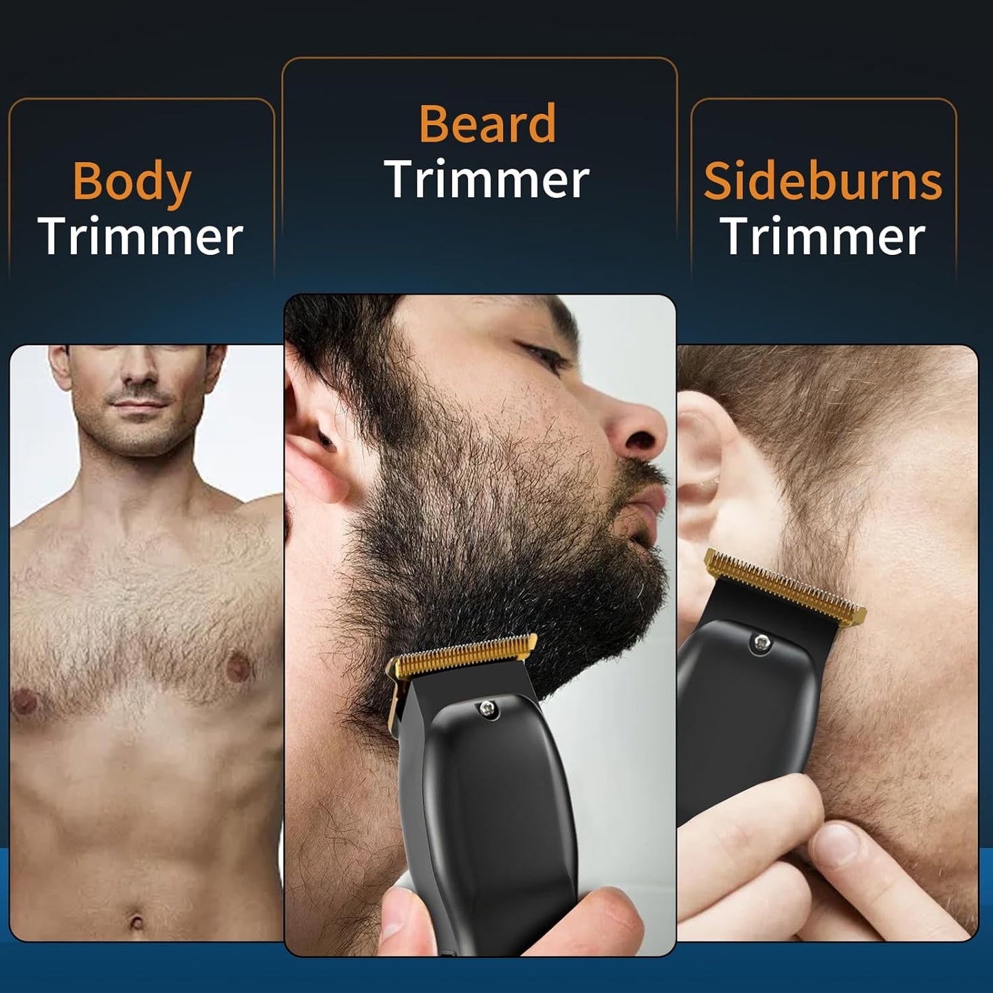Beard Trimmer for Men - Rechargeable Cordless Hair Clippers & Shaver | Perfect for Face, Neck, and Manscaping, Black