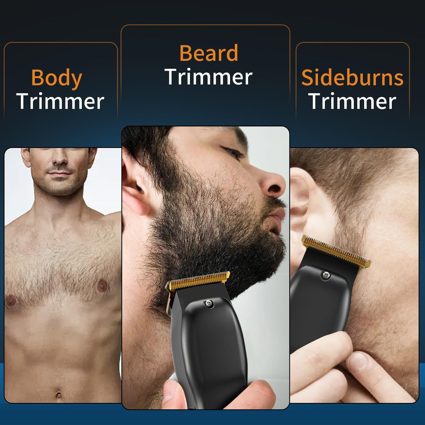Elehomyou Beard Trimmer for Men - Rechargeable Men's Hair Clippers & Razor, Cordless Hair Trimmer & Shaver for Face, Neck, Groin & Manscaping, Ideal Gift for Men, Black