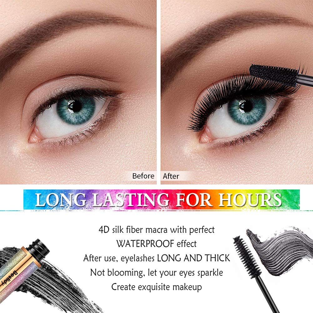 Bestidy 4D Silk Fiber Lash Mascara - Natural Waterproof, Smudge-proof, Thickening & Lengthening, No Clumping, Lasts All Day
