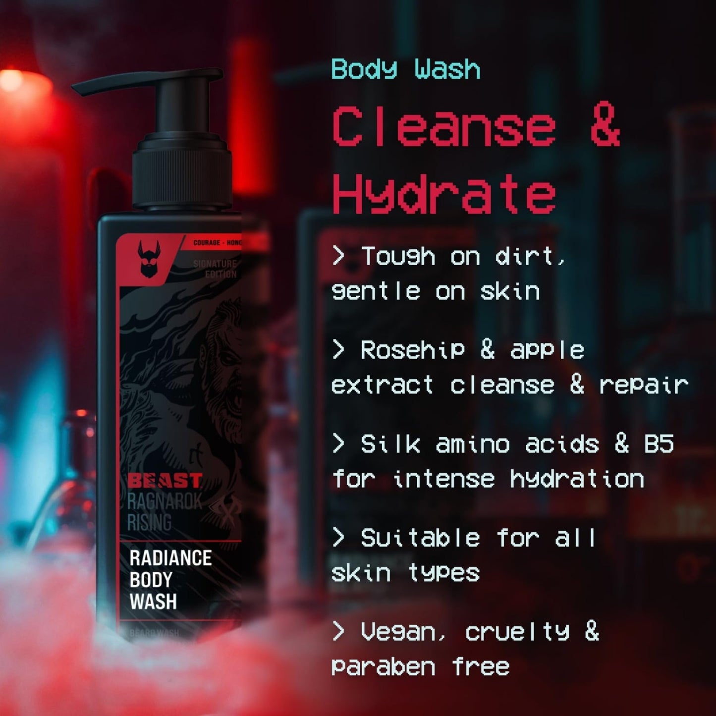 The Beard Struggle Beast Body Bundle: Eddie Hall The Beast Line Ragnarok Rising Special Edition - Men's Body Wash, Natural Aluminum Free Deodorant & Roll on Cologne