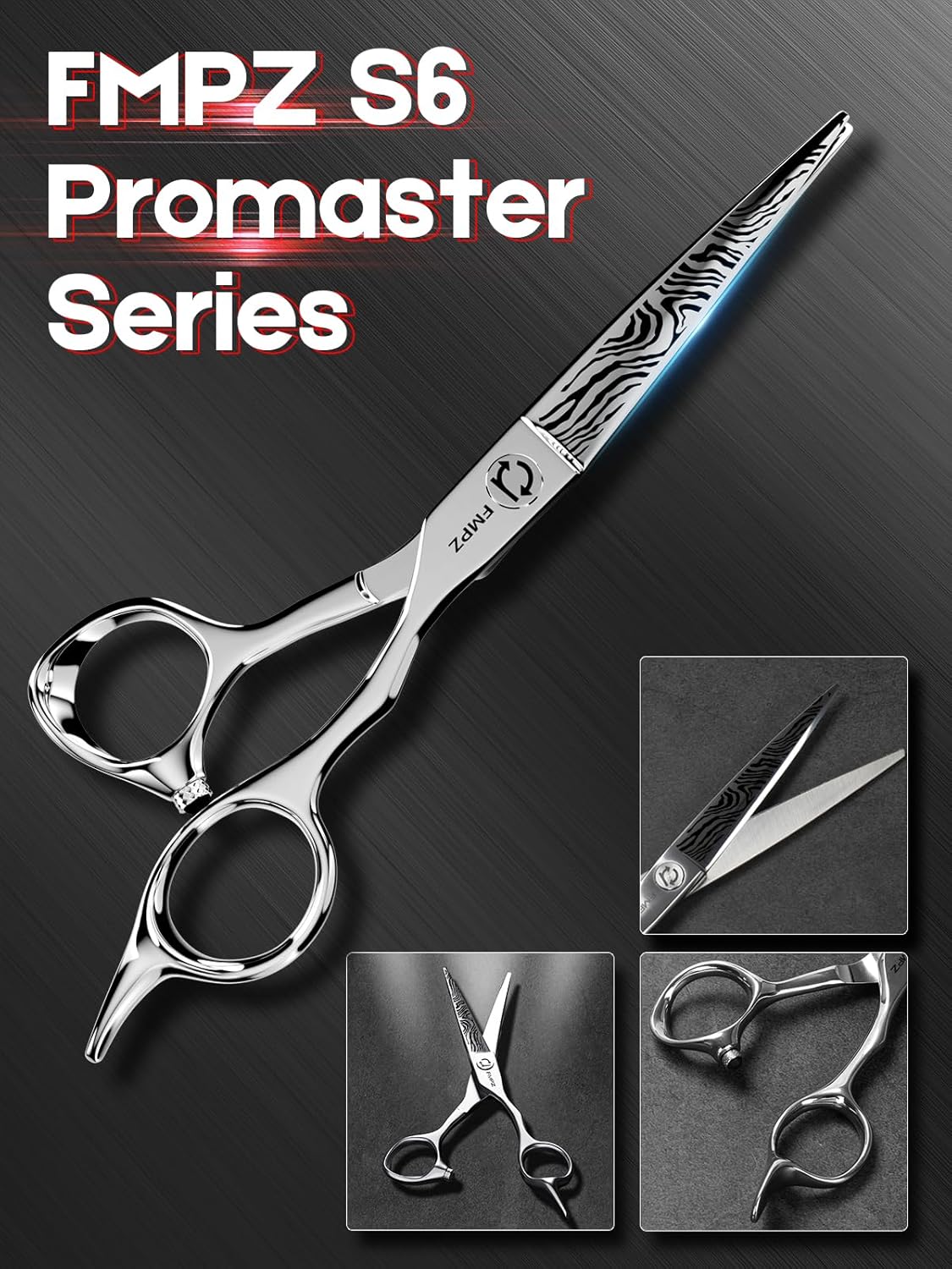 Professional Hair Cutting Scissors - 5.5" Barber Shears with 440C Steel | Ergonomic Design for Salon & Home Use - Zebra Style