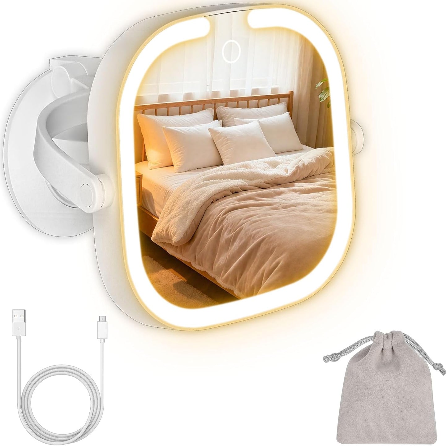 30X Magnifying Makeup Mirror - Lighted Vanity Mirror with 3 Color Modes | Dual-Sided, Suction Cup, Rechargeable, 360° Rotation