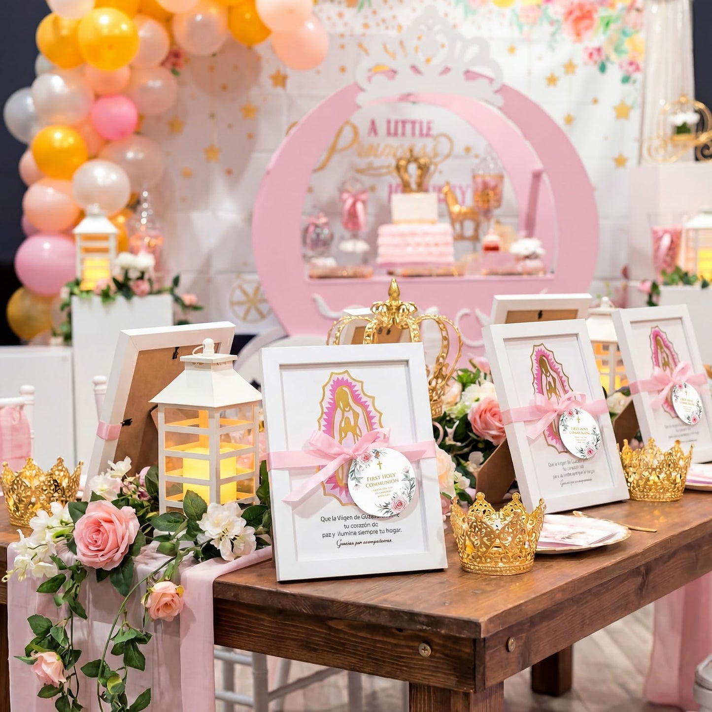 12 Pcs Baptism Favors Our Lady of Guadalupe Frame, Girls First Communion Gifts Recuerdos De Bautizo Photo Frame Pink Bautizo Centerpieces, Catholic Religious Keepsake Niña Primera Comunion Souvenirs