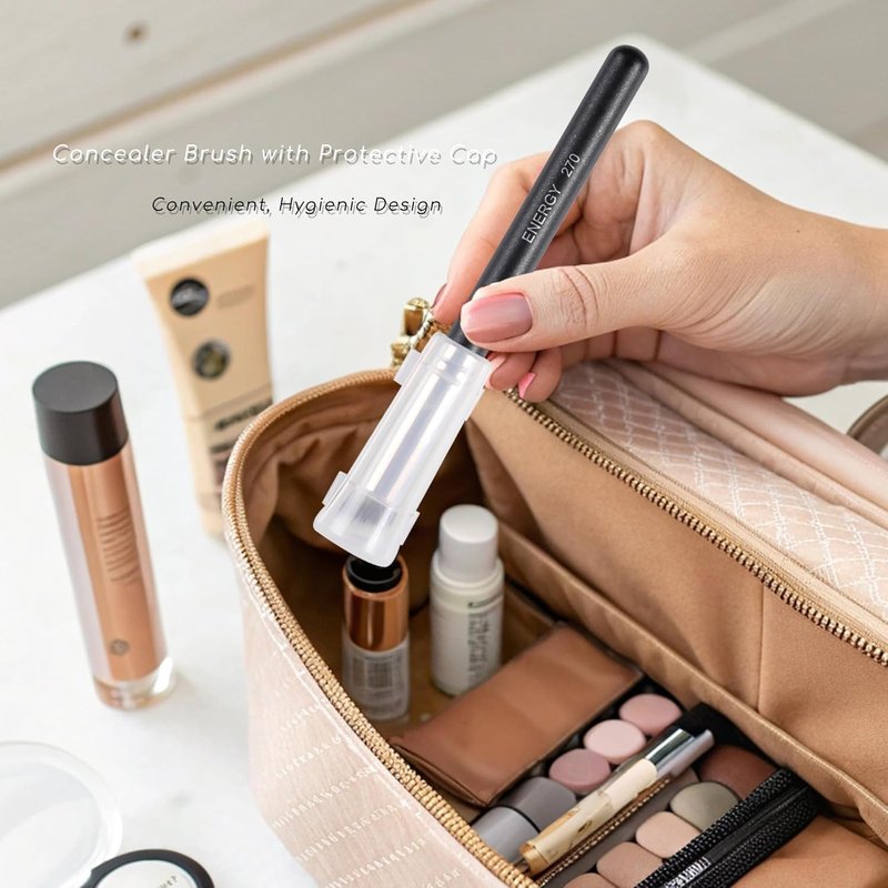 Concealer Brush - Mini Angled Flat Top Kabuki for Under Eye Blending | Pro Makeup Tool for Liquid & Cream