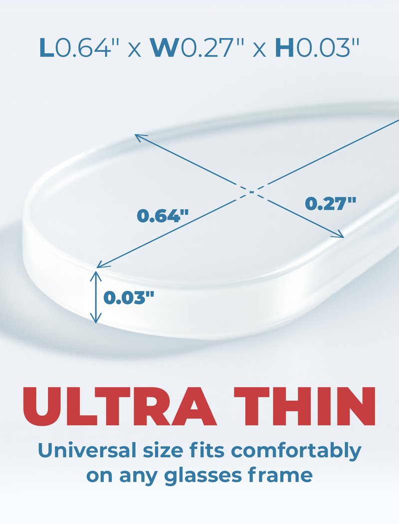 Anti-Slip Nose Pads for Glasses, Dual-Grip Design with 3M Frame Adhesive and Silicone Nose Grip, Ultra-Thin 0.03" Stick-On Eyeglass Pads, Clear