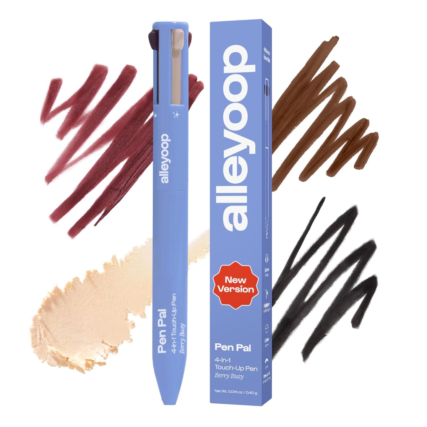 4 in 1 Makeup Pen - All-in-One Eyeliner, Lip Liner, Highlighter & Concealer | Vegan Travel-Friendly Makeup in Rouge Light