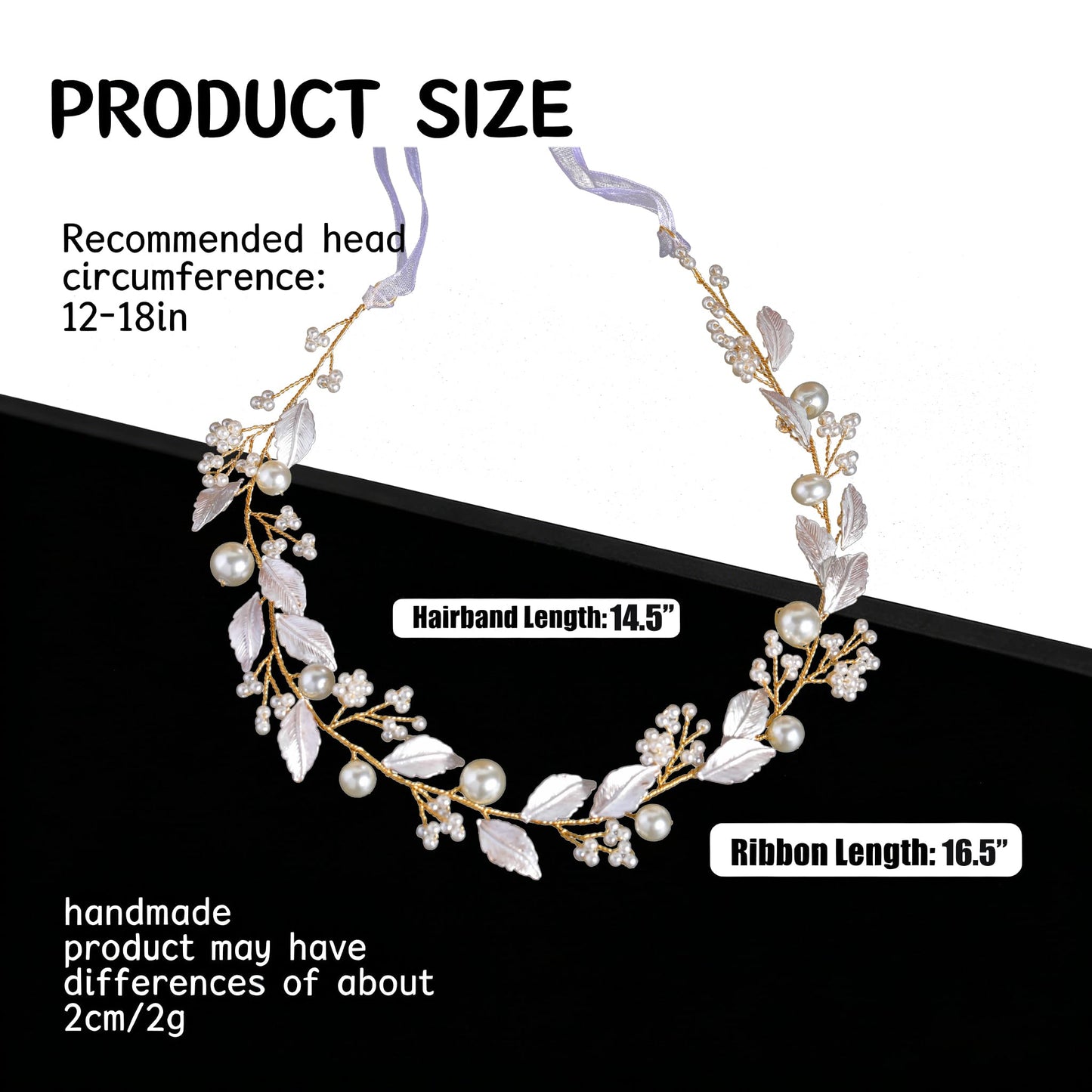 527&huan Handmade Wire Woven Bridal Hair Vine, Metal-Plated Leaves with Pearl Clusters Wedding Hair Accessories for Bride, Bridal Headpieces for Bridesmaid Prom Flower Girl Formal Events