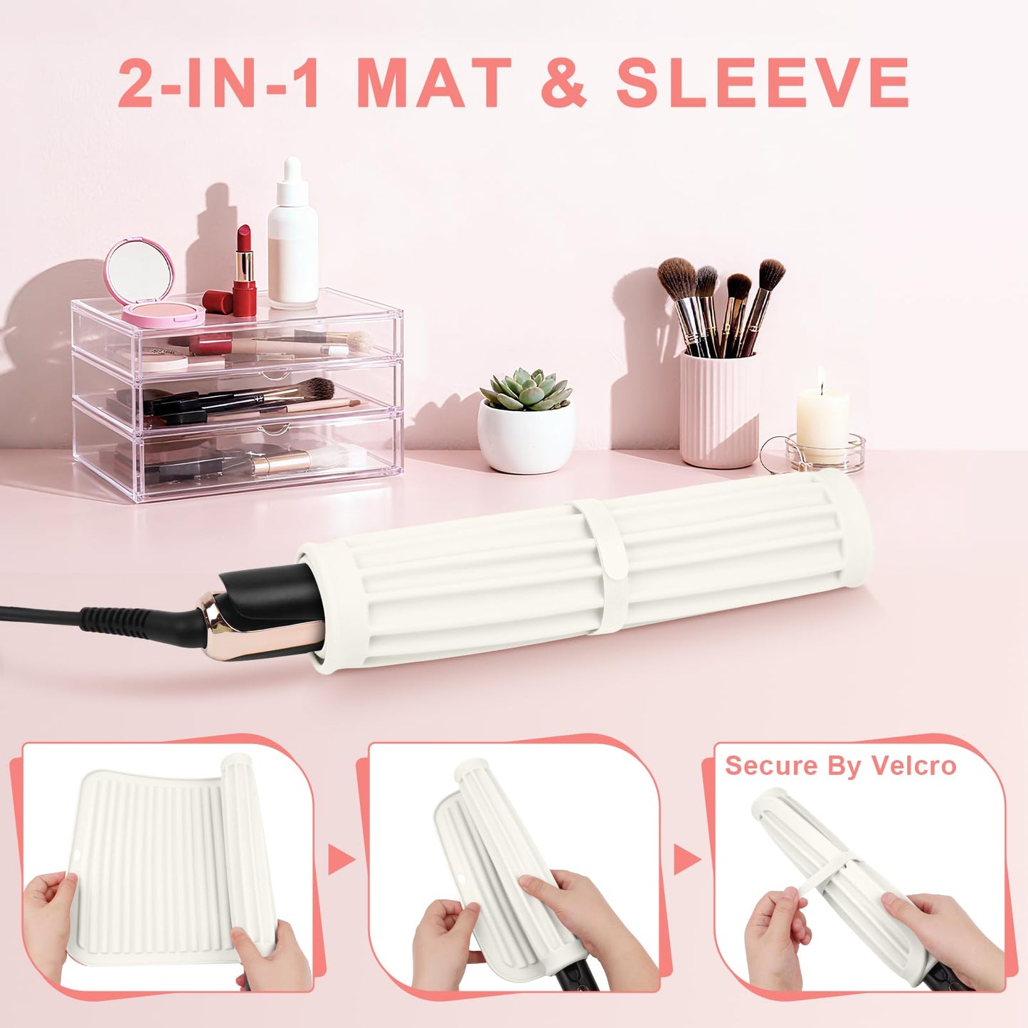 AMIJEAL Oversize Silicone Heat Resistant Mat for Hair Tools, Curling Iron Flat Iron Hair Straightener Holder Mat, Portable Hot Tools Cover Pad for Travel Vanity Salon(14.2" x 11.0")