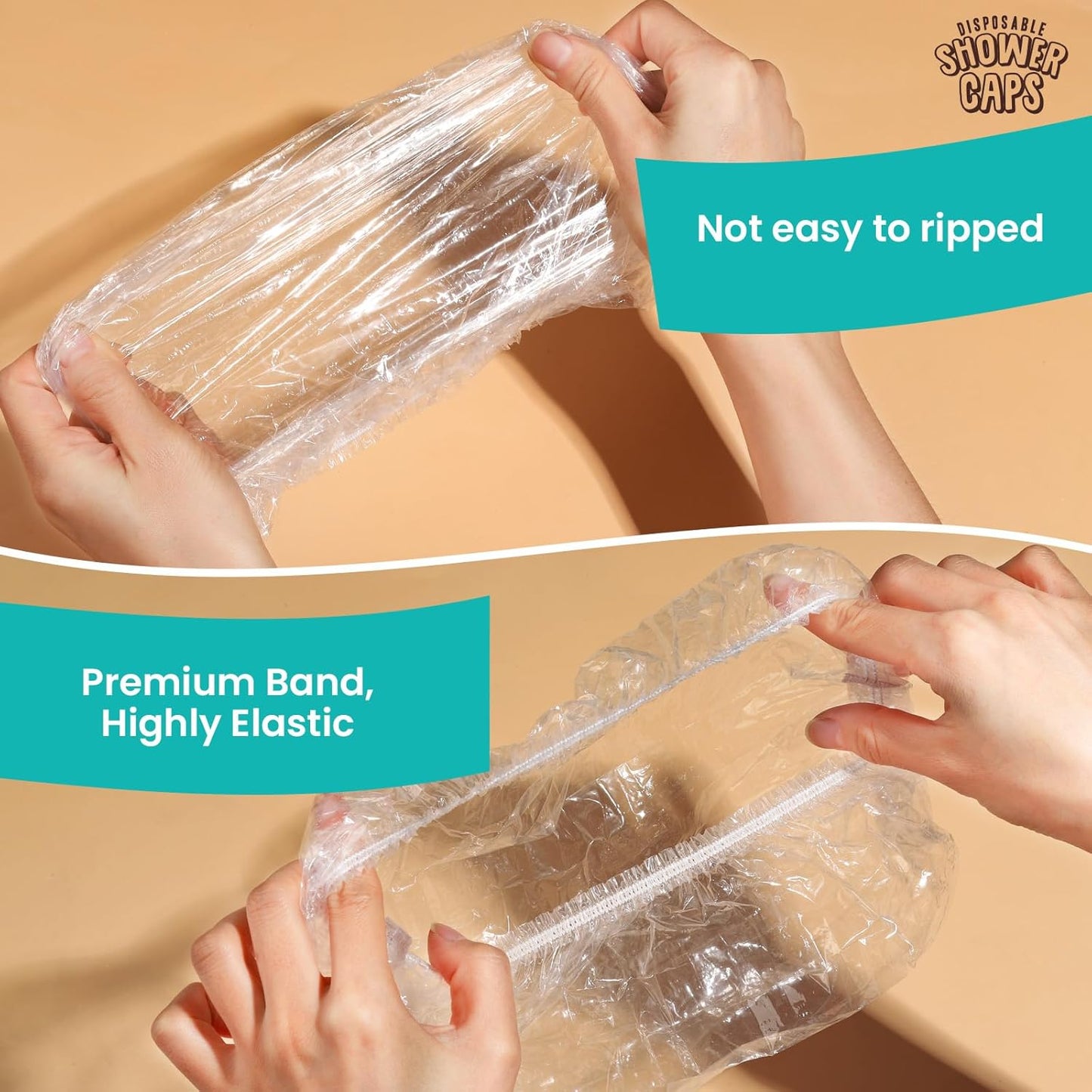 Disposable Shower Caps for Women - Clear Plastic Hair Treatment Caps | Regular Size 17.3 Inch - 100 Pack