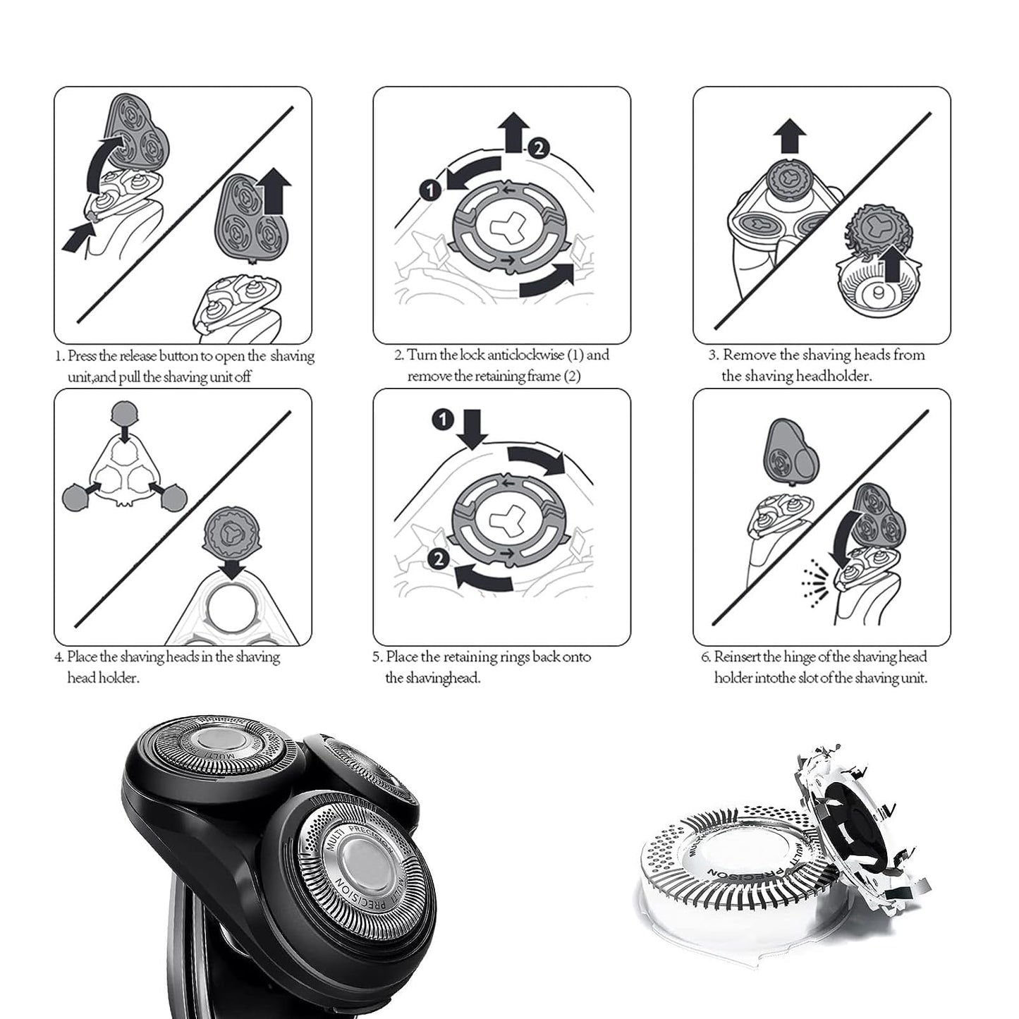 SH50 Compatible Replacement Head Compatible with Philips Norelco Series 5000 Shavers | S5000/S6000/S5100/S5500 Models | (3 pcs)