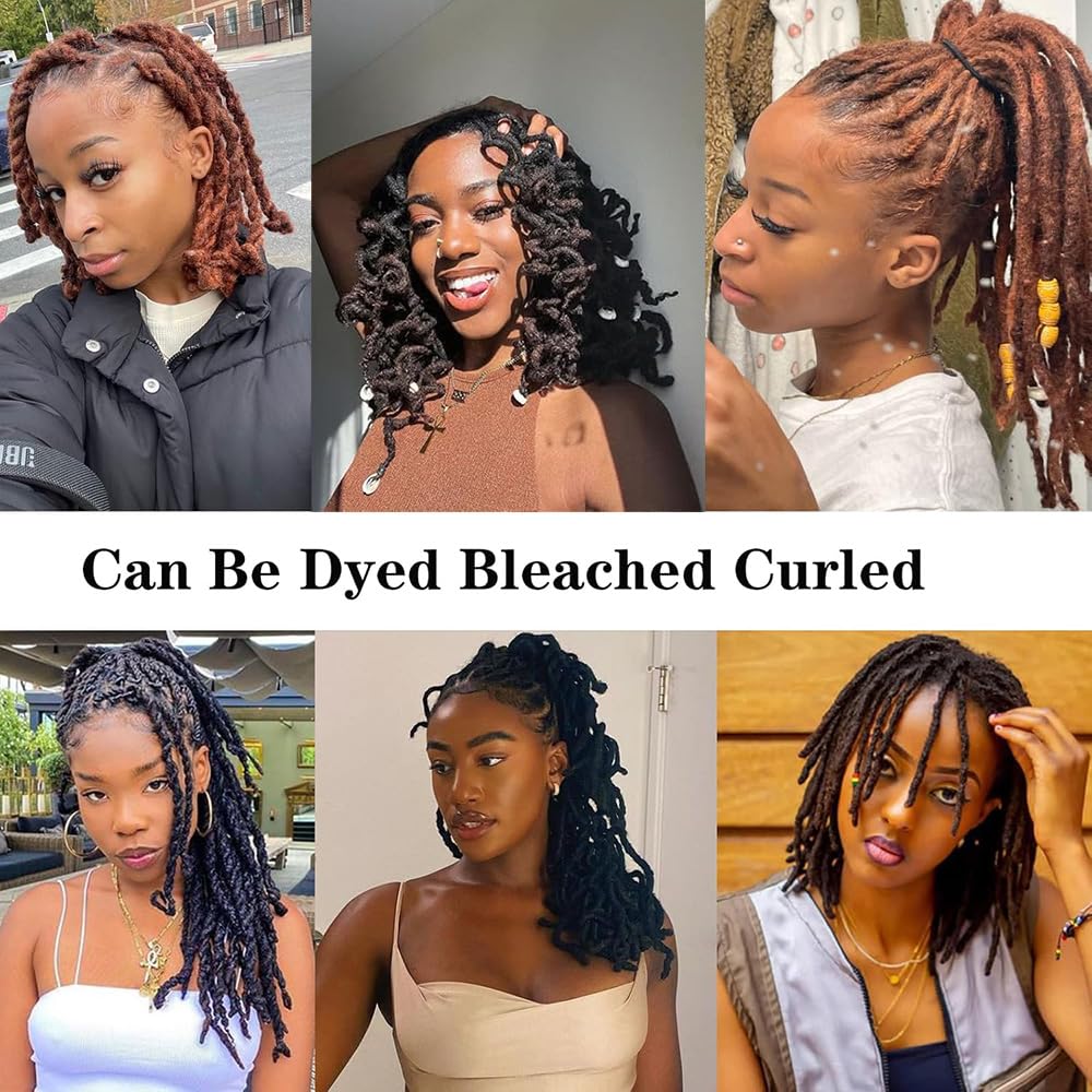 Dreadlock Extensions - 100% Human Hair, Handmade Permanent Locs | 30 Strands, 4 Inch, Can Be Dyed & Curled