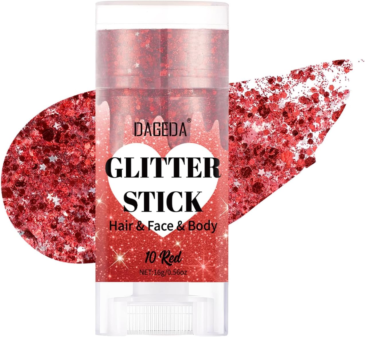 Red White Blue Body Glitter Stick - Sparkly Face Glitter Makeup for 4th of July | Shimmer Face Paint Stick