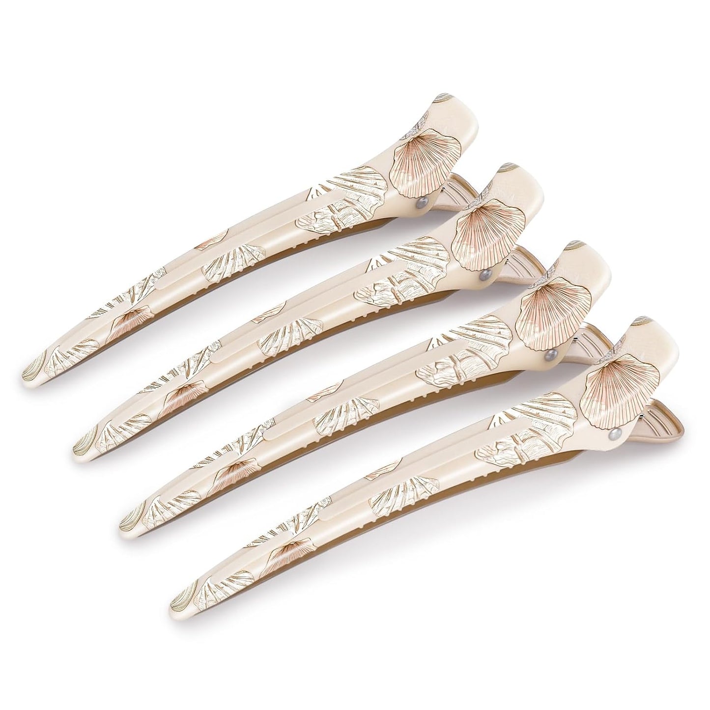 4.8" Hair Clips for Styling - No-Crease Duckbill Clips with Silicone Band for Thick, Curly Hair | 6-Pack, Desert Titanium