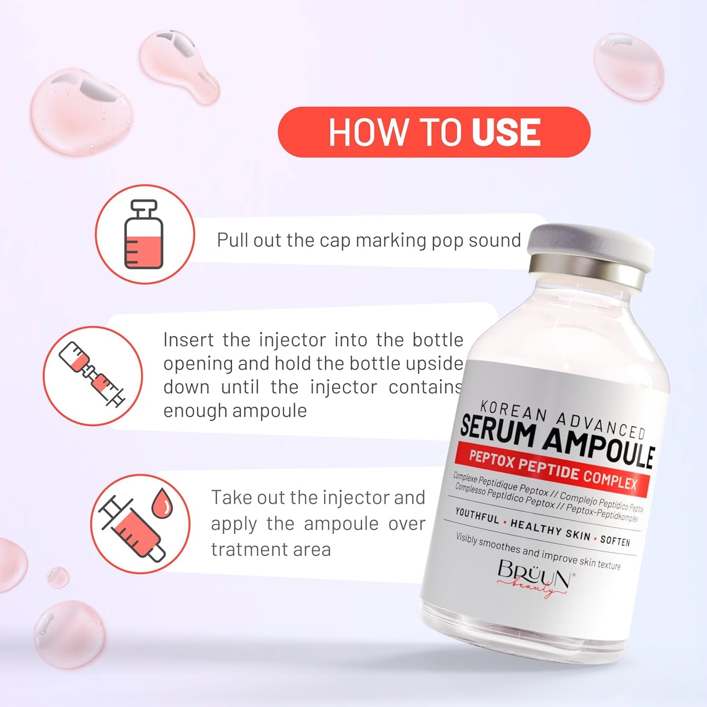 BRÜUN Peptox Peptide Facial Serum - Hydrating Korean Skincare for Face & Body | 1.18 fl. oz