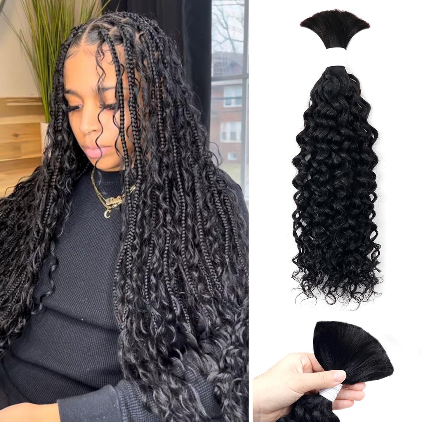 Body Wave Curly 4/27 Human Braiding Hair - 100g One Bundle for Boho Braids | 18 Inch