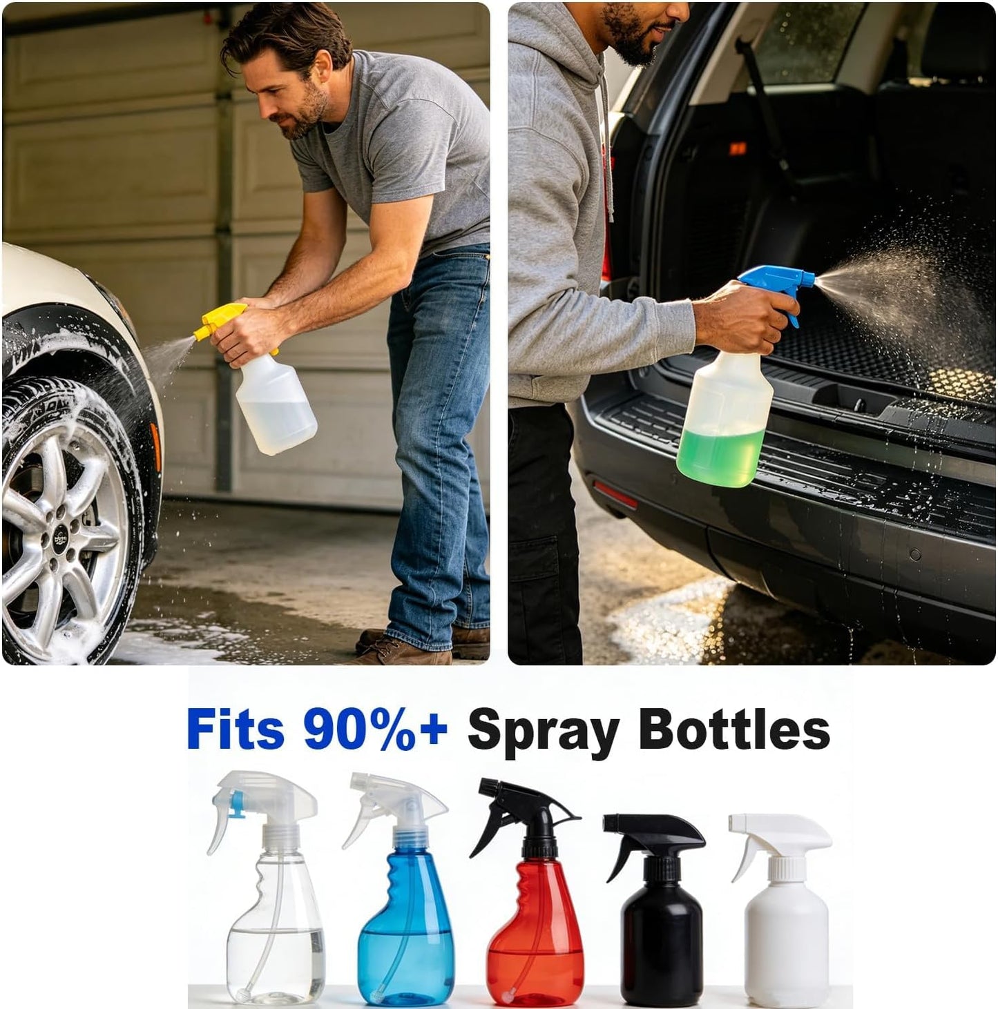 360° Spray Bottle Adapter - 6 Pack Universal Reusable Trim-to-Fit Dip Tube for Home Cleaning & Plant Care