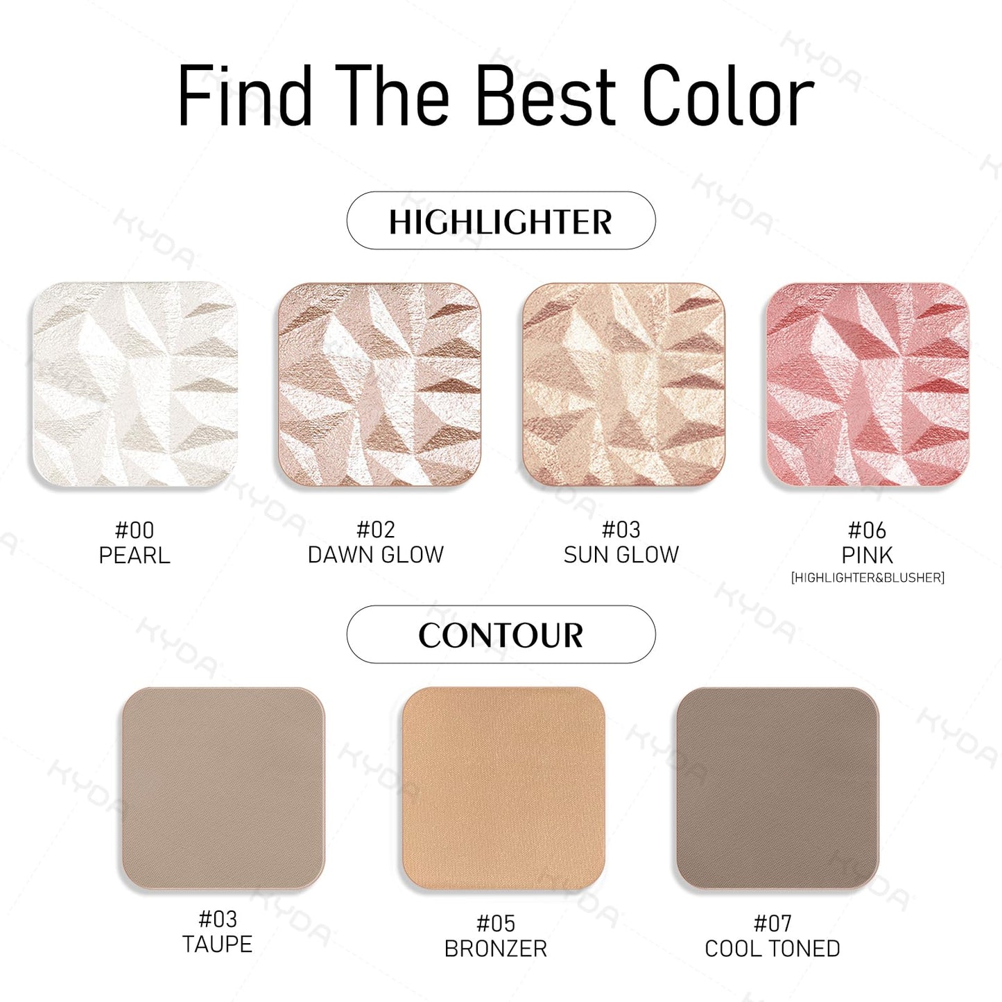 KYDA Cool Tone Contour Palette, Buildable Matte Face Contour Pressed Powder, Ultra-fine Lightweight Blendable Formula, Multiuse Baked Bronzer Makeup-COOL TONED