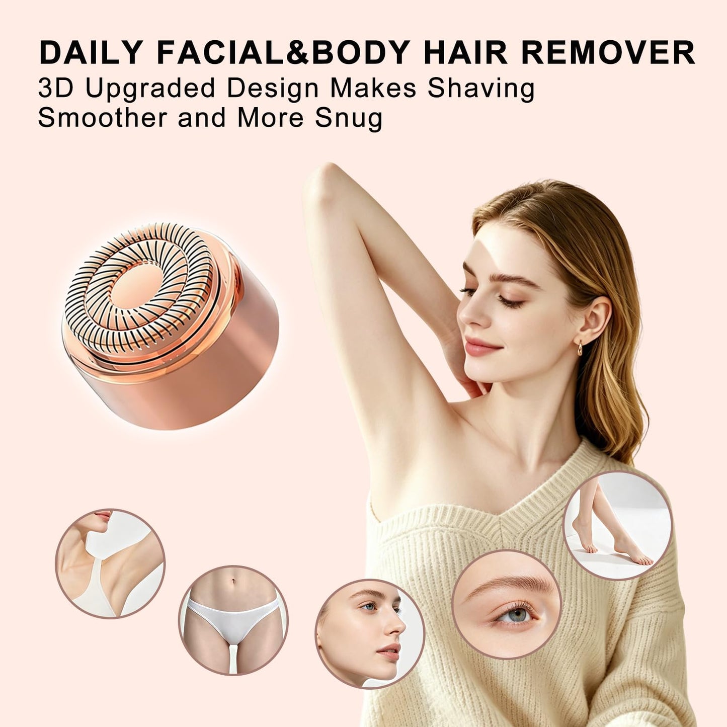 FUHKQE Replacement Heads Compatible with Finishing Touch Flawless Gen 3 Facial Hair Remover, Rose Gold Replacement Blades for Women’s Facial Hair Removal Device (6 Packs)