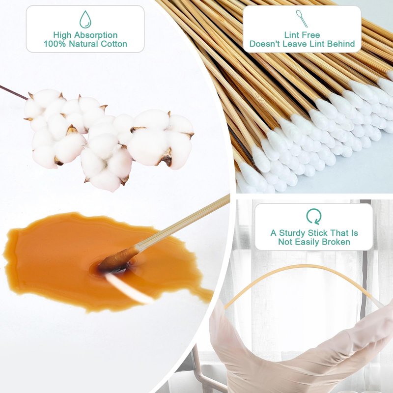 500 PCS Long Cotton Swabs, 6 Inch Cotton Swabs with Wooden Sticks for Beauty Enthusiasts, Electronics Owners, Hobbyists & Crafters, Pet & Baby Care, General Household