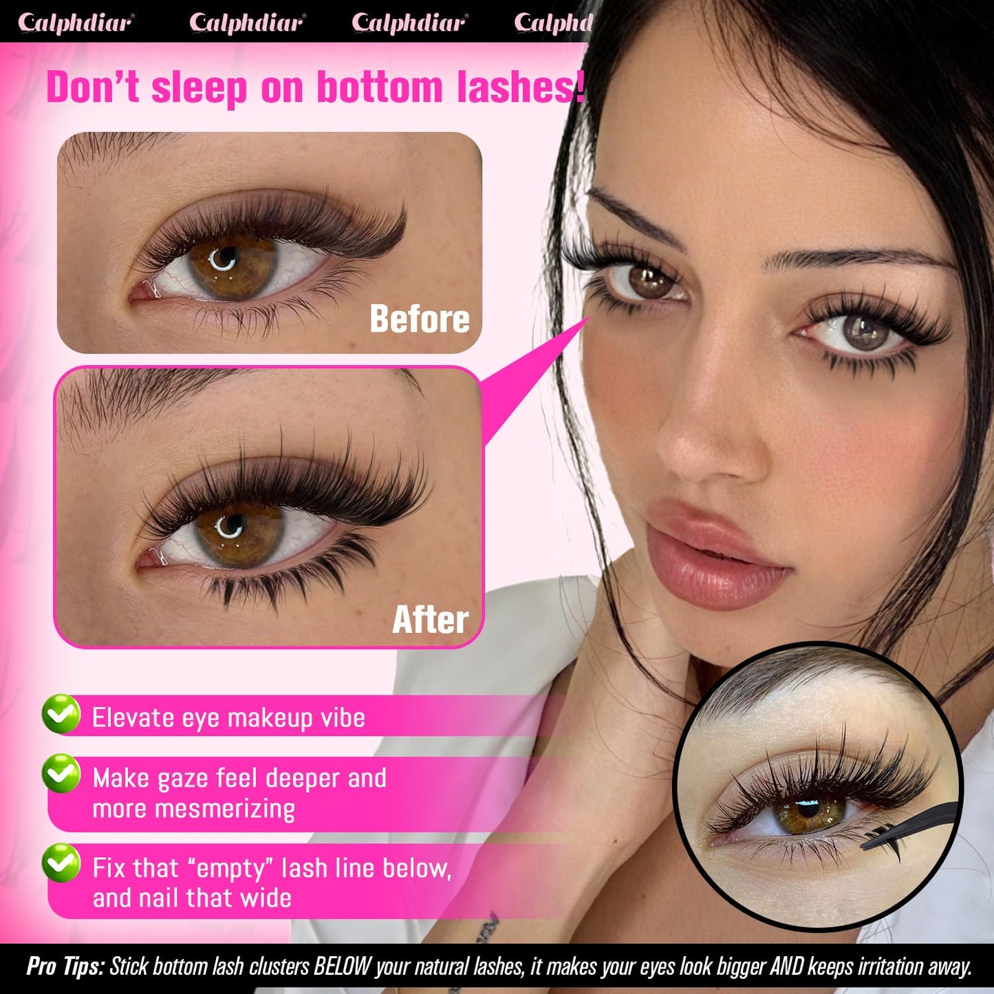 calphdiar Bottom Lash Clusters Fairy Eyelash Extension Bottom Lashes Clusters 5-7mm Natural Bottom Eyelashes DIY Manga Lower Cluster Lashes Extensions Wispy Bottom Individual Lashes
