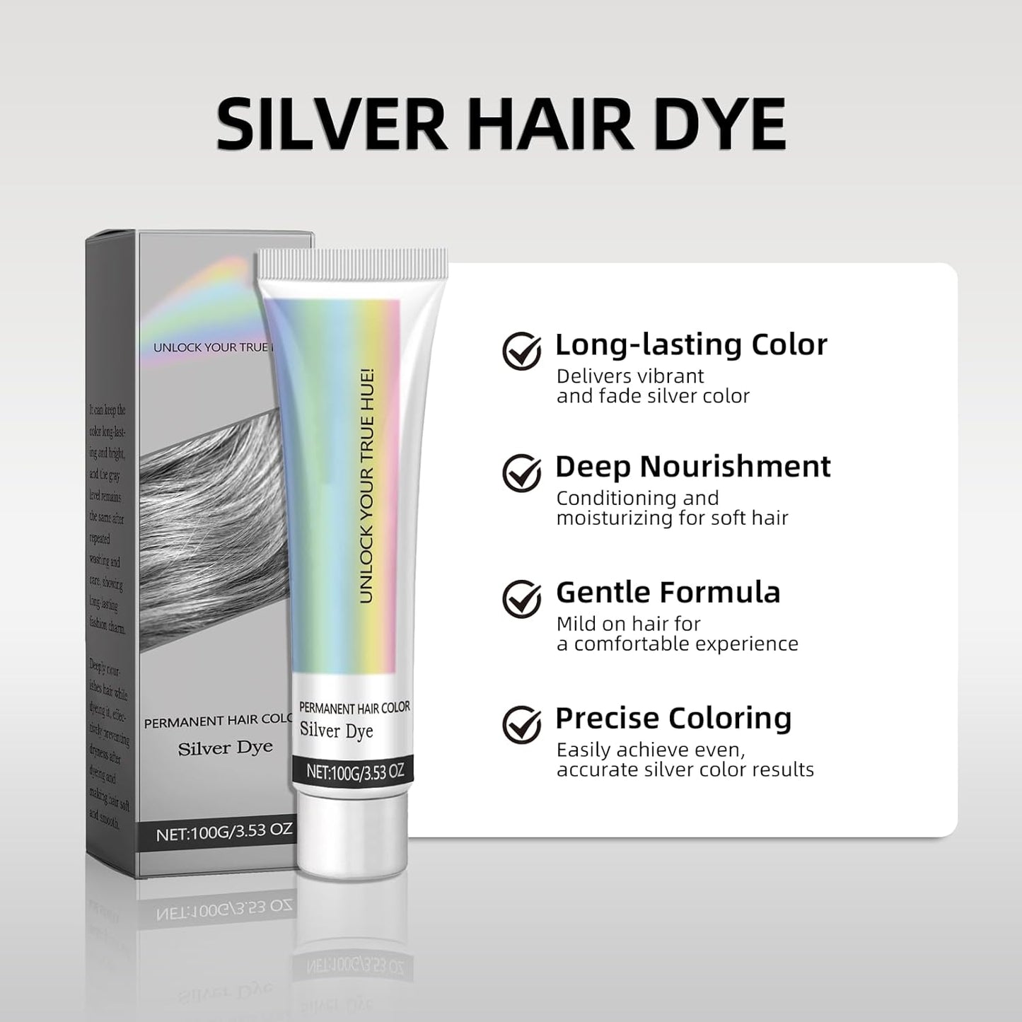 Silver Hair Dye - Nourishing Silver Gray Color for Lightened Hair | 3.53 Fl Oz (3pcs)