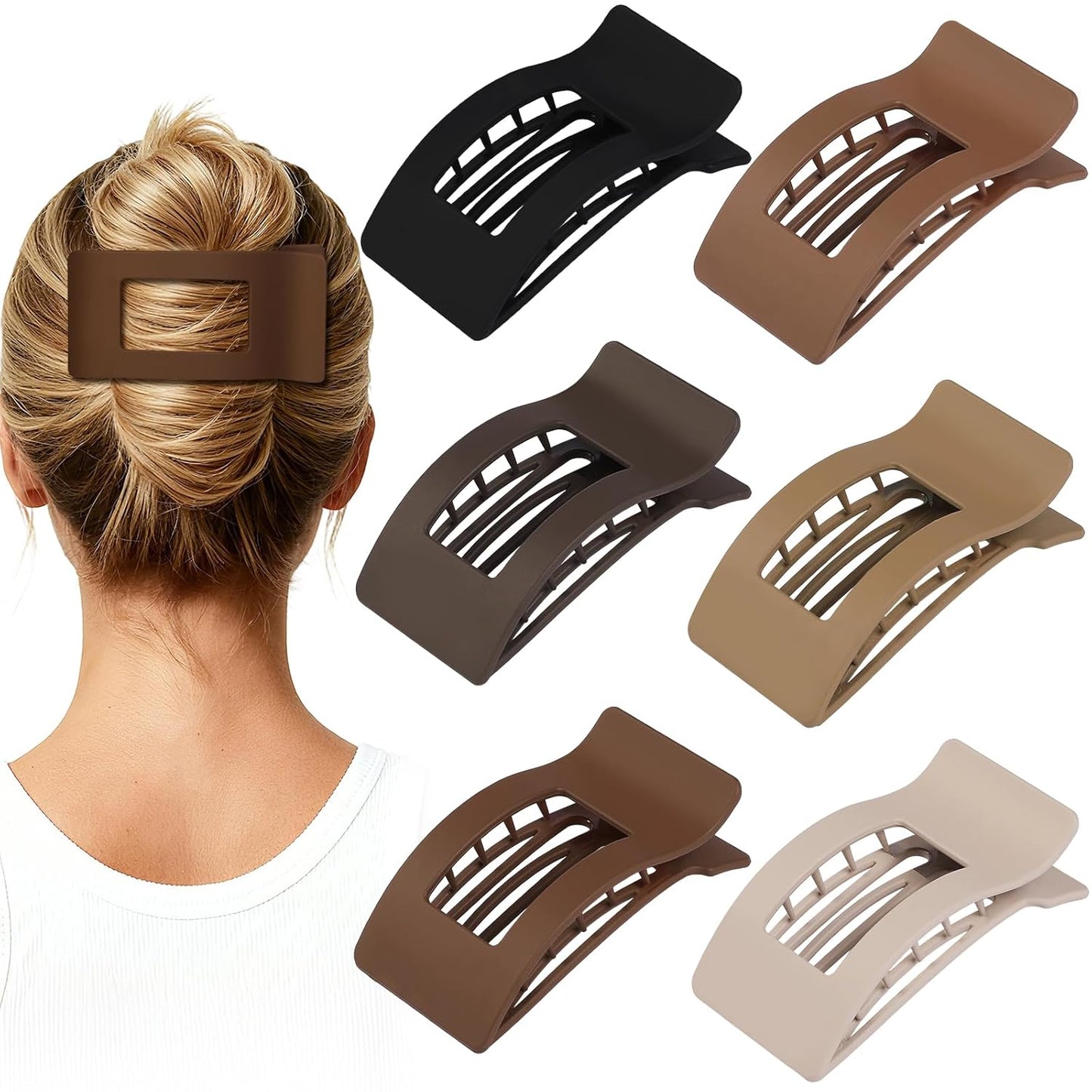 French Flat Hair Clips - 6pcs Matte Claw Clips for Thick or Thin Hair | Non-Slip Strong Hold Accessories