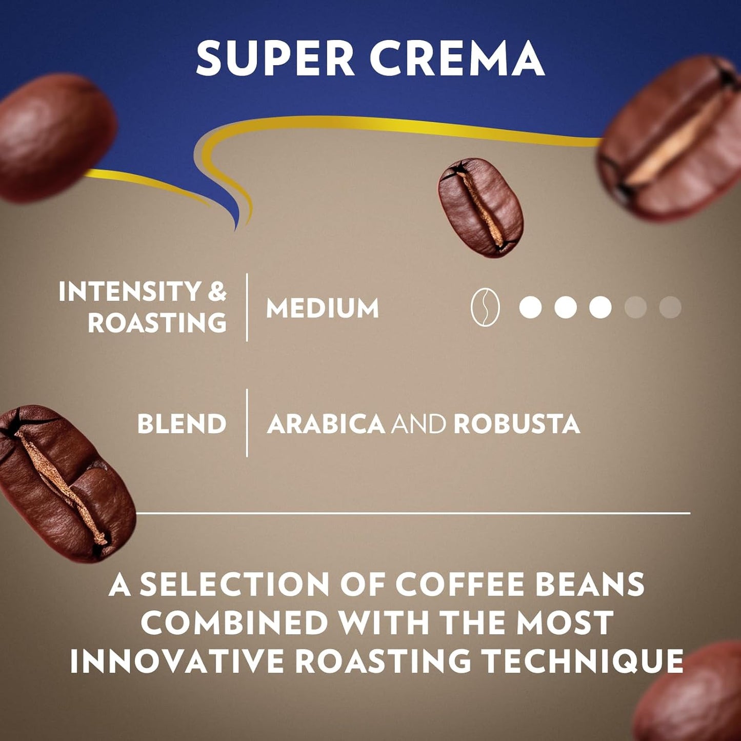 Lavazza Super Crema Whole Bean Coffee - Medium Espresso Roast | Arabica & Robusta Blend, 2.2 lb Bag