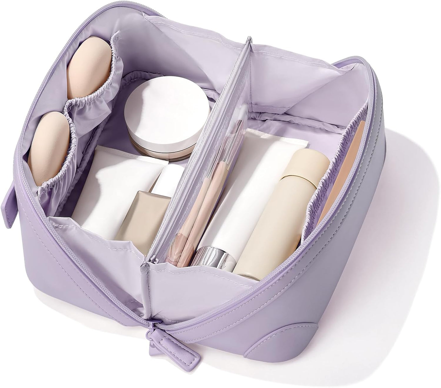 Travel Makeup Bag for Women - Large Capacity Waterproof PU Leather Cosmetic Organizer | Ideal for Business Trips & Daily Use