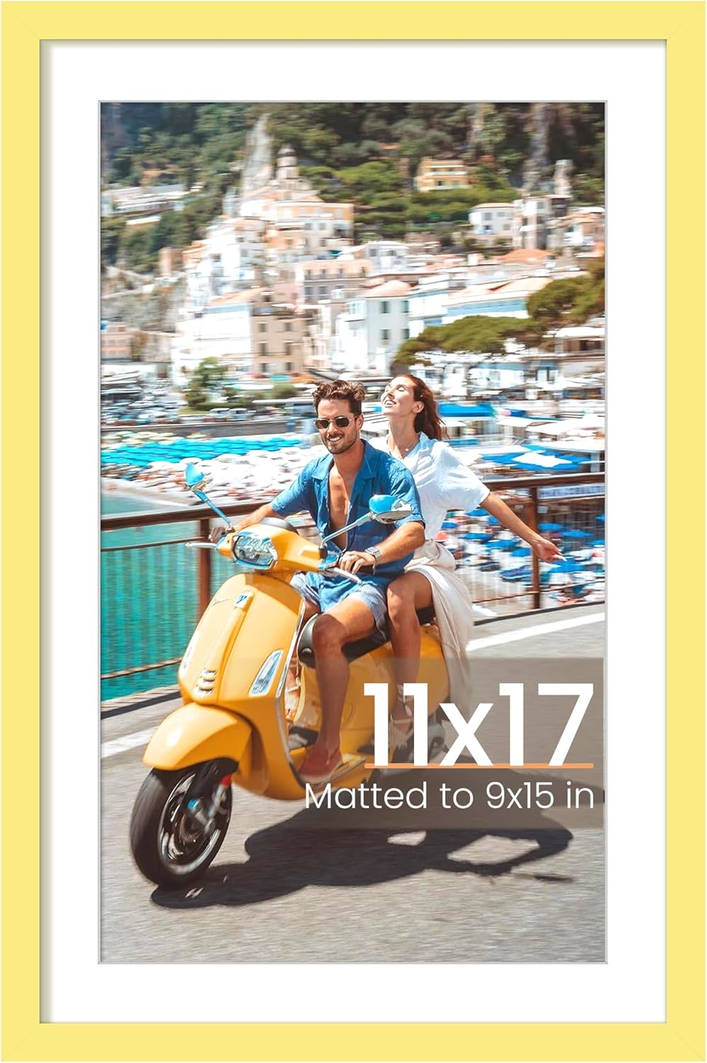Upsimples 11x14 Picture Frame - Display 8x10 Photos with Mat or 11x14 Without Mat | Black Wall Hanging Frame