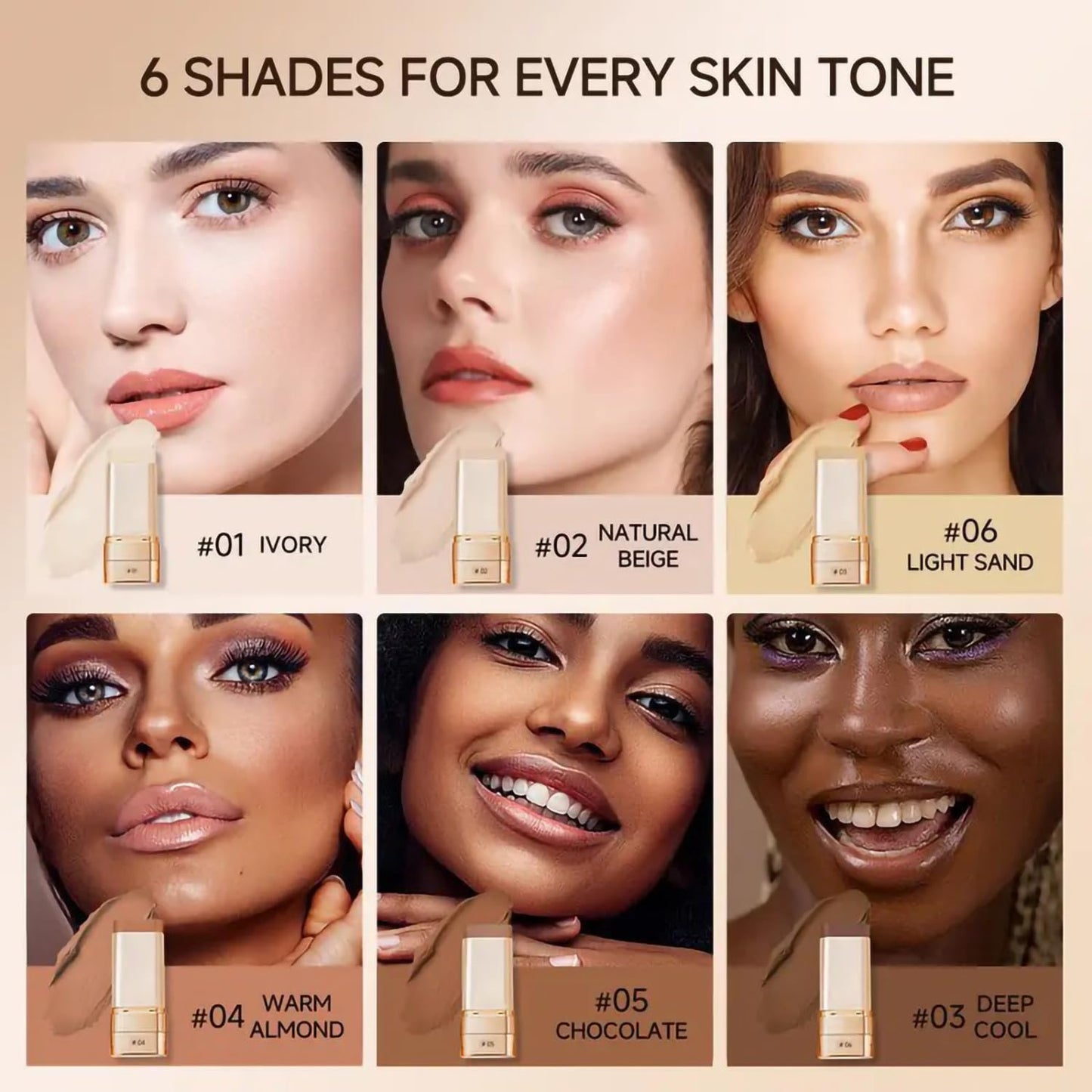 Luminous Dual-Ended Concealer Foundation Stick - Full Coverage 2-In-1 Contouring Cream | Flawless Finish #01