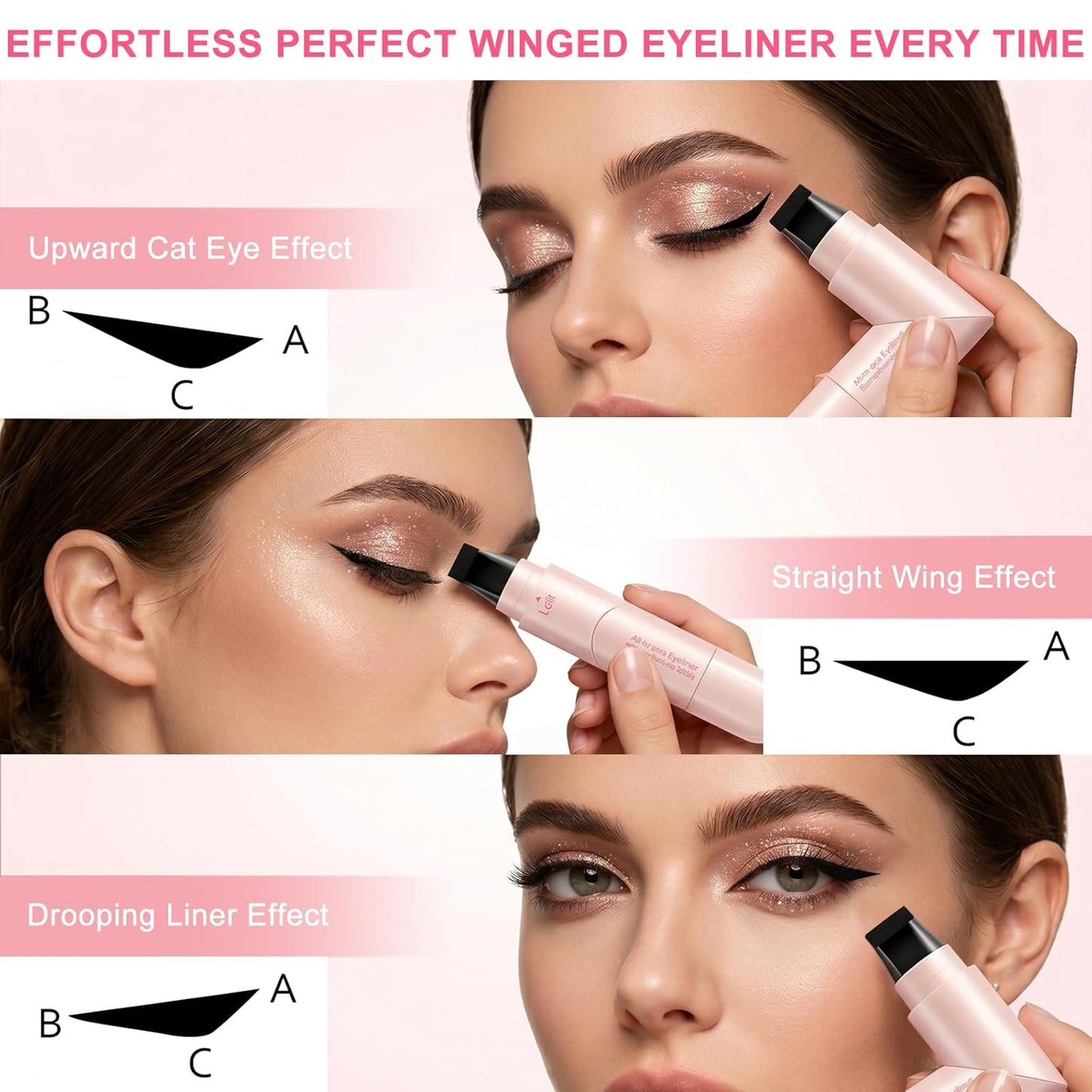 Winged Eyeliner Stamp Pen - Dual-Ended Cat Eye Makeup Tool | Waterproof, Quick-Dry, Smudge-Proof, Black