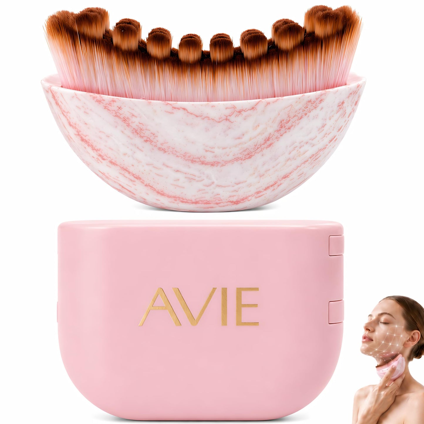 Lymphatic Contour Brush For Face, Contour glow brush, Manual, Lymphatic drainage Brush, Improves Skin Glow & Absorption Natural,Gua sha. (Pink)