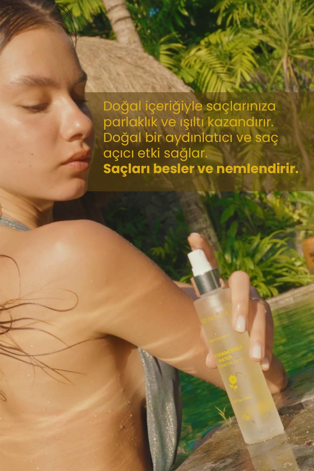 Bade Natural Chamomile Hair Tonic Spray – 100% Pure & Natural Floral Water – Lightweight Hydrating Mist for Shiny, Soft Hair Care – No Rinse, Leave-In Daily Spray – 3.4 fl oz