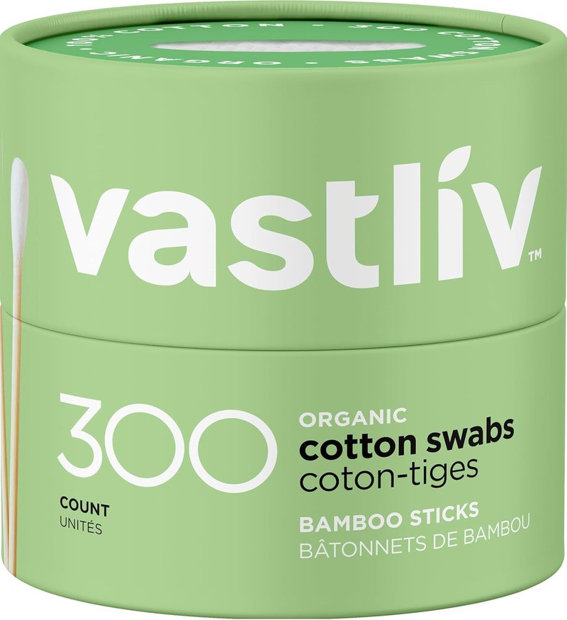 Organic Bamboo Cotton Swabs - Eco-Friendly Biodegradable Sticks | 300 Count for Makeup, Baby Care & Cleaning