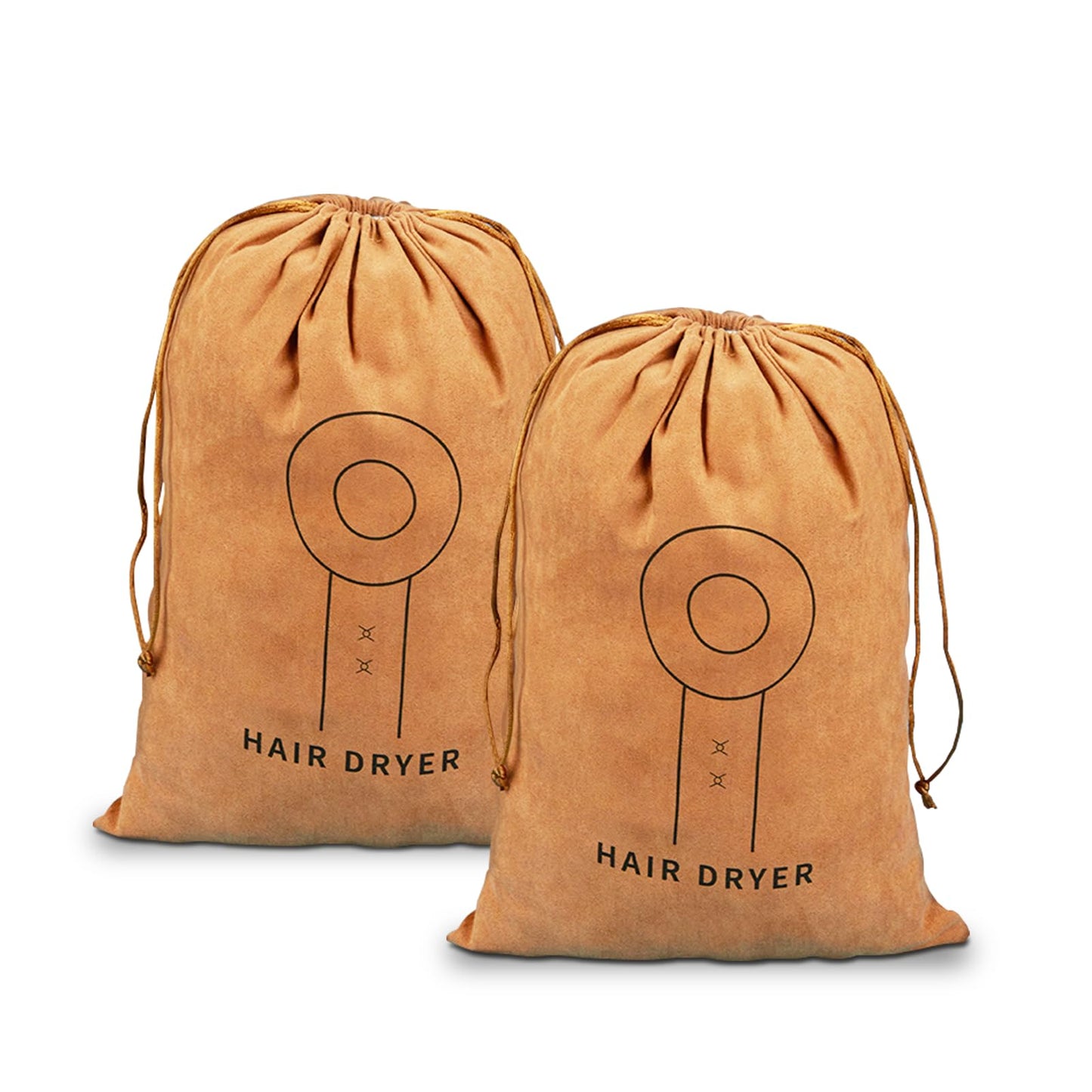2-Pack Hair Dryer Bags, Hair Tool Organizer with Drawstring, Travel Bathroom Hair Dryer Bag - Travel, Gym, Hotel, Home Use (Brown)