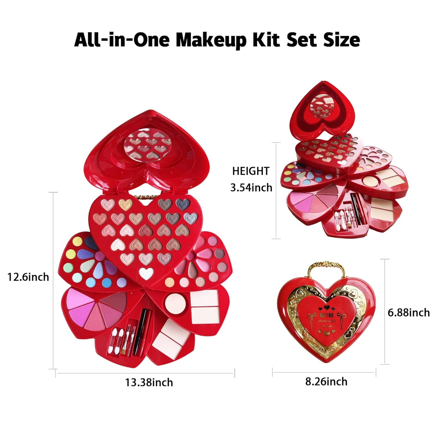 Heart Shape Makeup Kit - 60 Color All-in-One Cosmetic Set with Eyeshadow, Lipstick & Brushes | Perfect Gift for Women & Teens