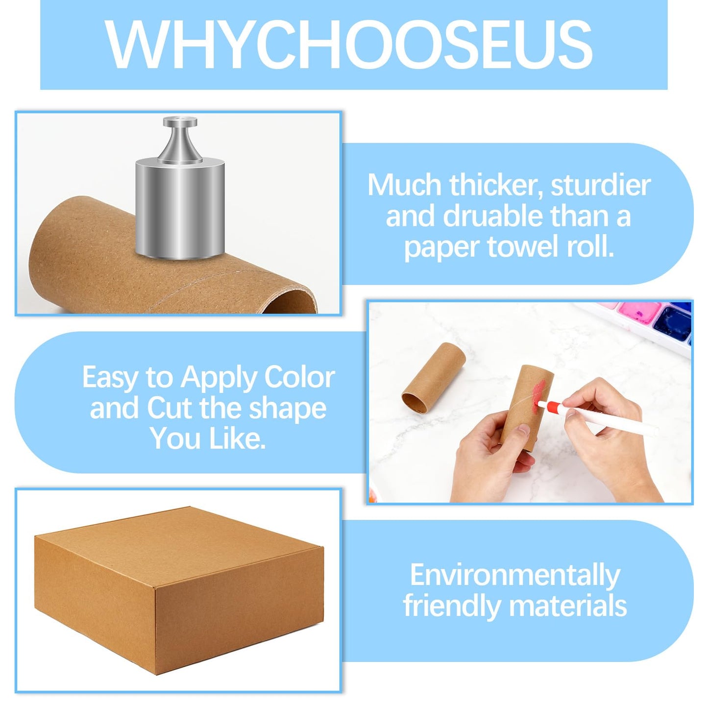 100 Pack Toilet Paper Rolls for Crafts Round Thick Cardboard Tubes Empty Paper Towel Rolls for Crafts Arts 3.7inch x 1.55inch (Brown-100pc)