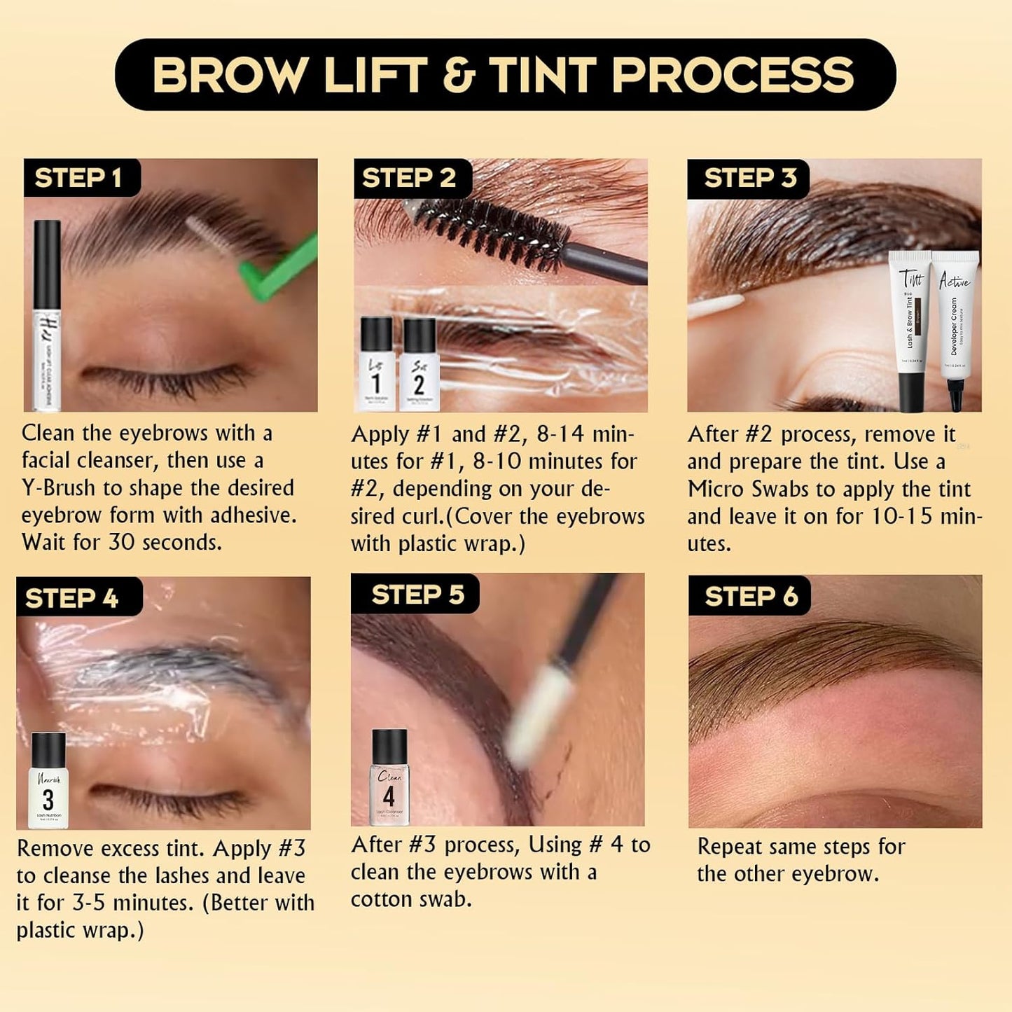 Lash Lift Kit - 4 in 1 Brow Lamination & Eyelash Perm Set | Salon Quality at Home, Long-Lasting Natural Brown Color
