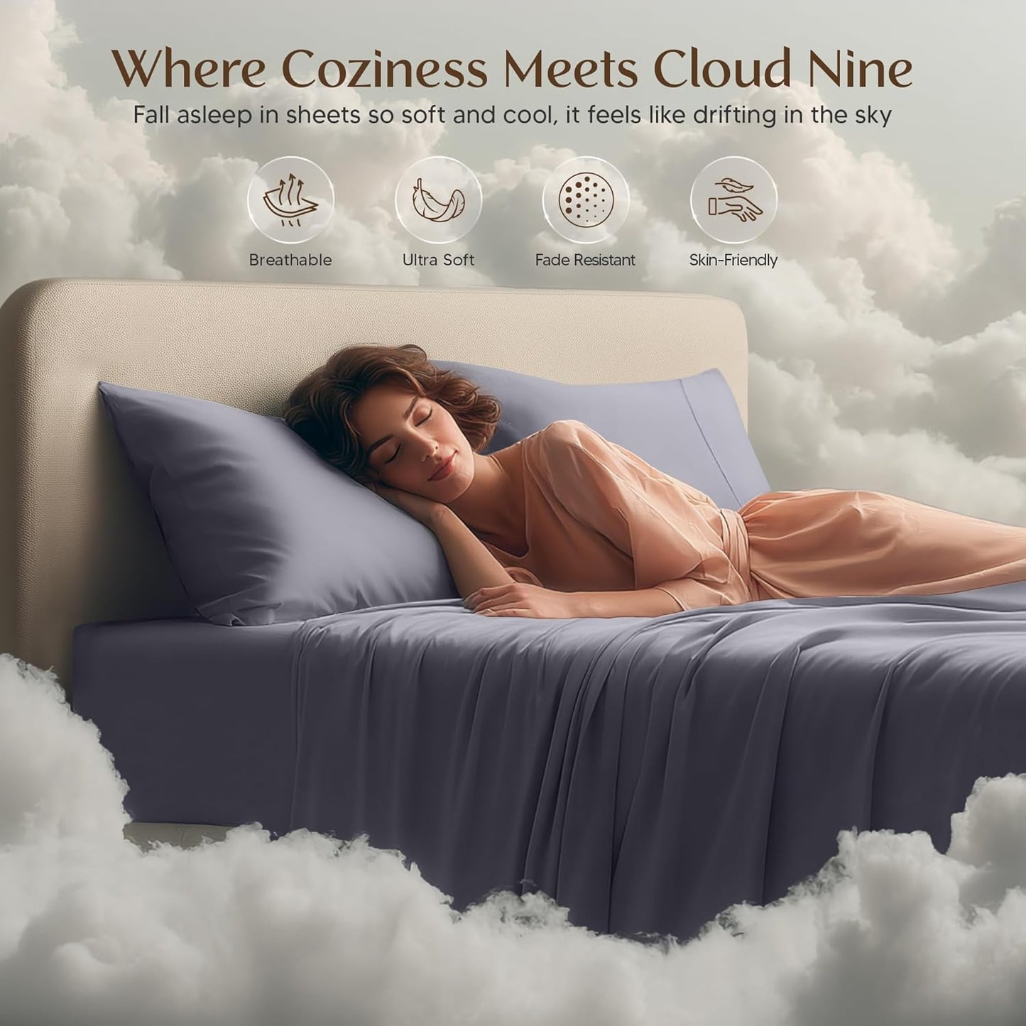 Queen Size Sheet Set - 4 Piece Soft Microfiber Bedding | Oeko Tex Certified, Grey