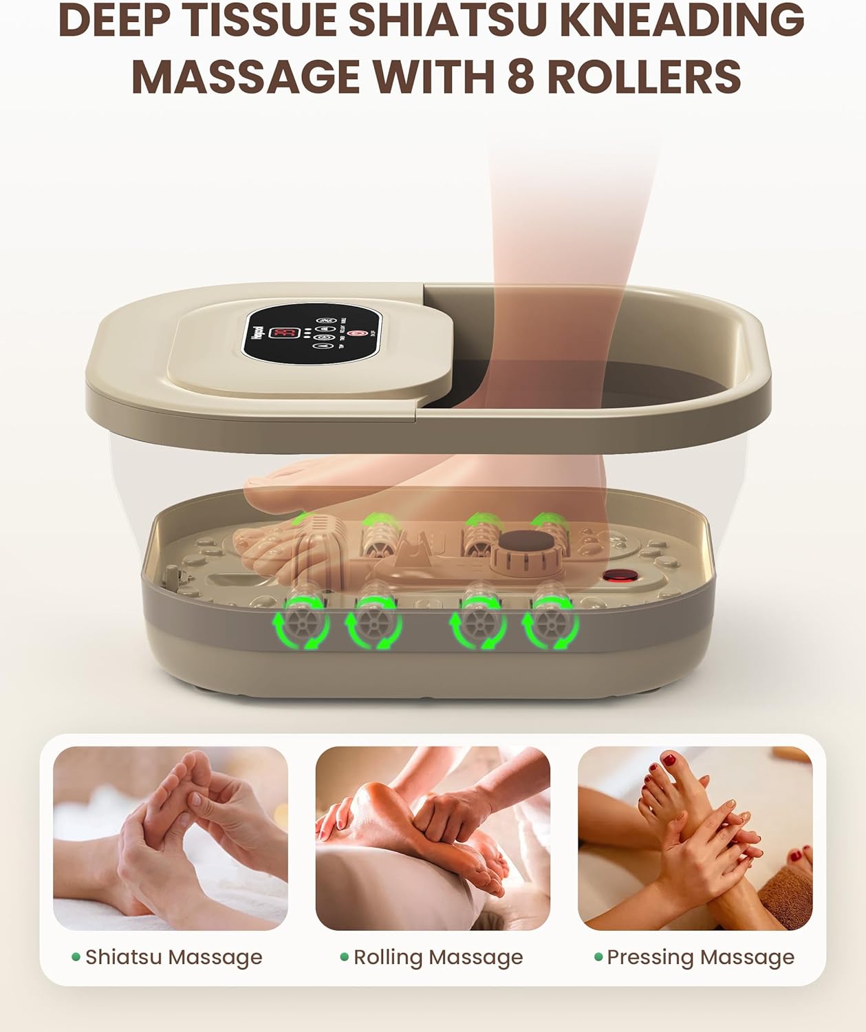 Heycool Collapsible Foot Spa - Bubble Bath Massager with 8 Rollers | Relaxation & Stress Relief