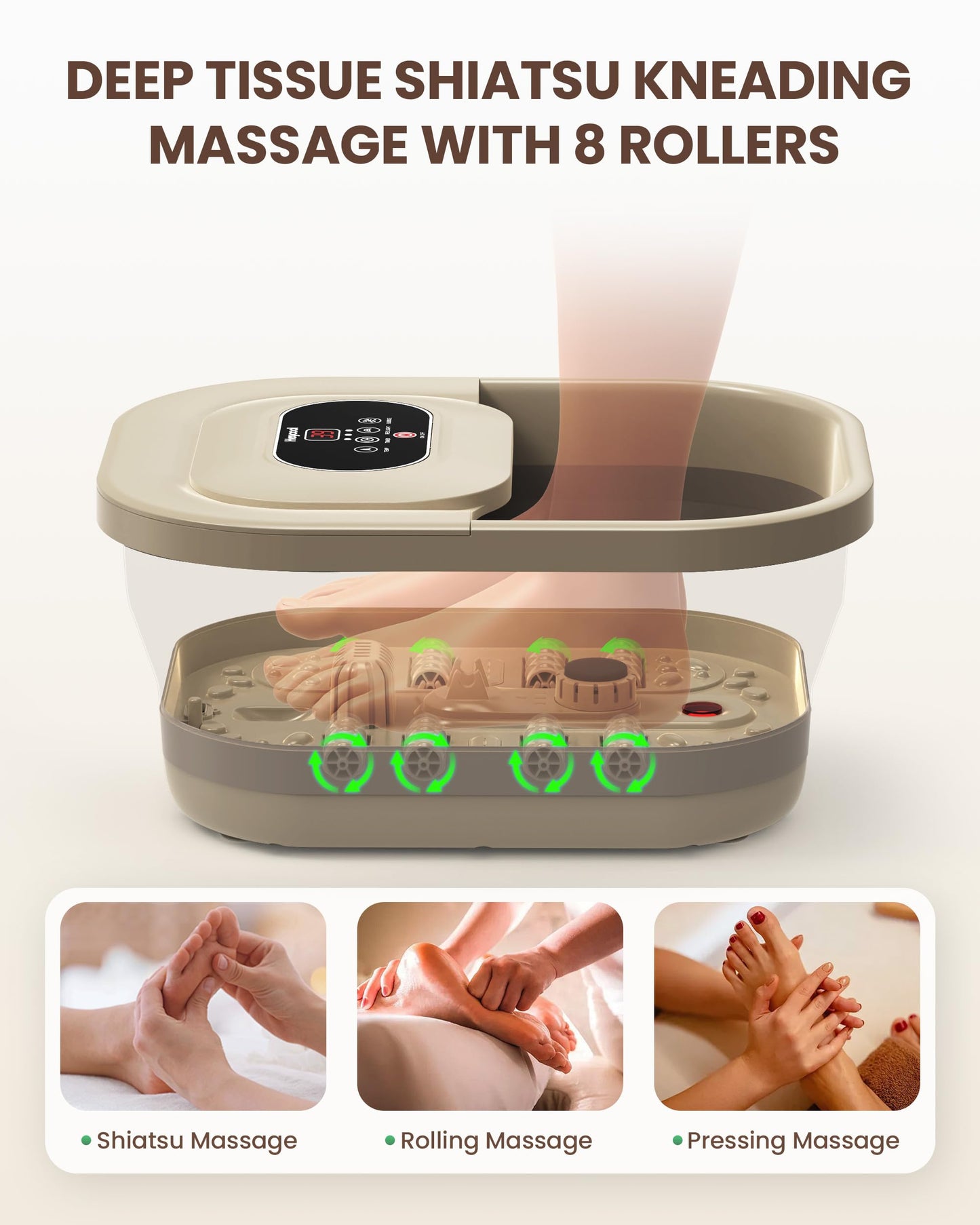 Heycool Collapsible Foot Spa, Bubble, Foot Spa Bath Massager with 8 Massage Rollers, Pumice Stone, Pedicure Foot Bath for Relaxation,Stress Relief