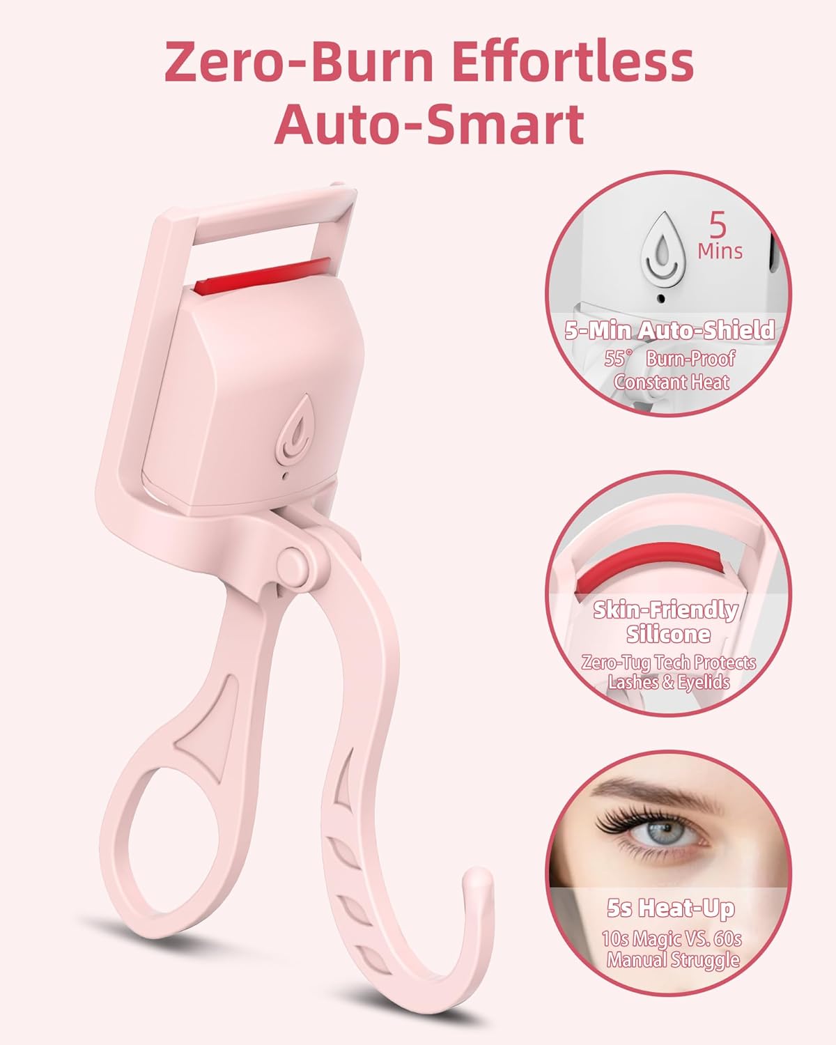 Heated Eyelash Curler - Quick 5-Second Curling Tool for Stunning Lashes