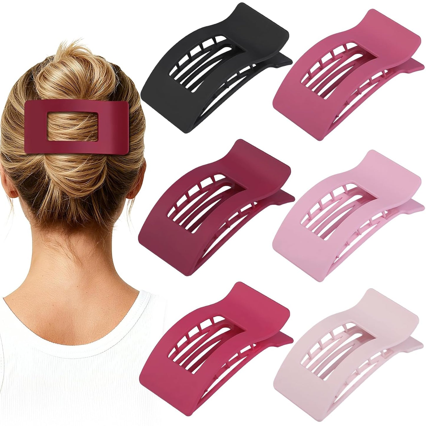 French Flat Hair Clips - 6pcs Matte Claw Clips for Thick or Thin Hair | Non-Slip Strong Hold Accessories
